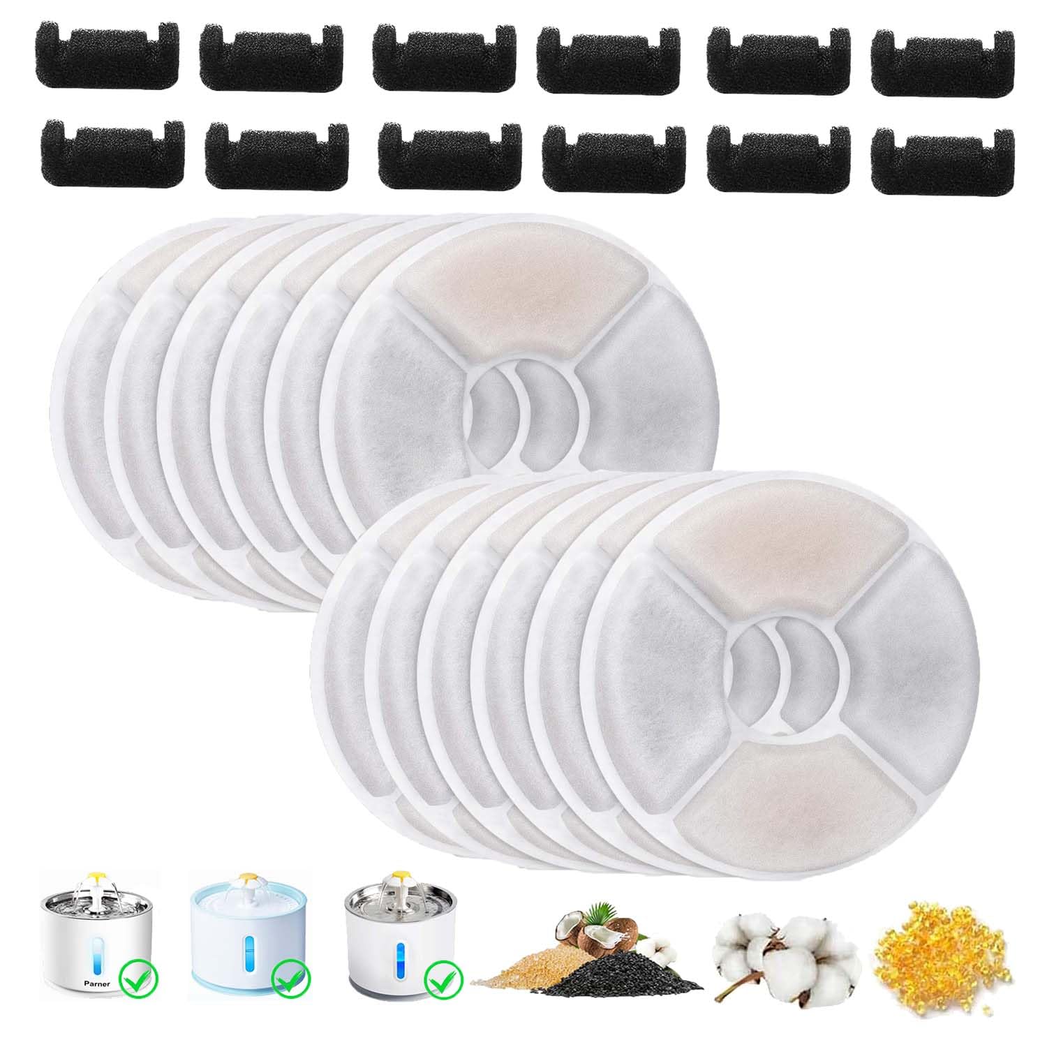 12 Sets Cat Water Fountain Filters, Eleechen Pet Fountain Filters Replacement