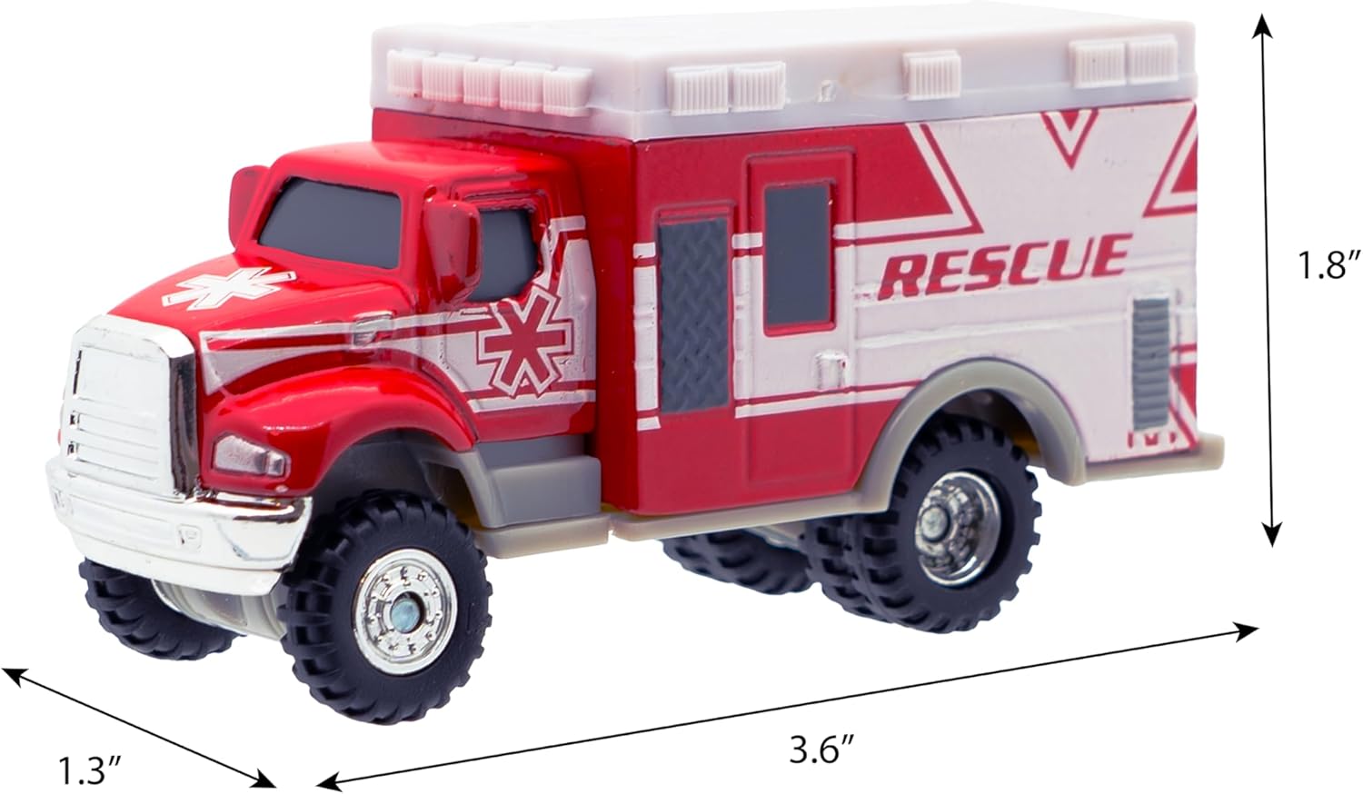 Mighty Fleet Diecast 3-Pack, Snow Shovel, Cherry Picker, and Ambulance, Durable 3” Diecast Vehicles for Kids Ages 3+