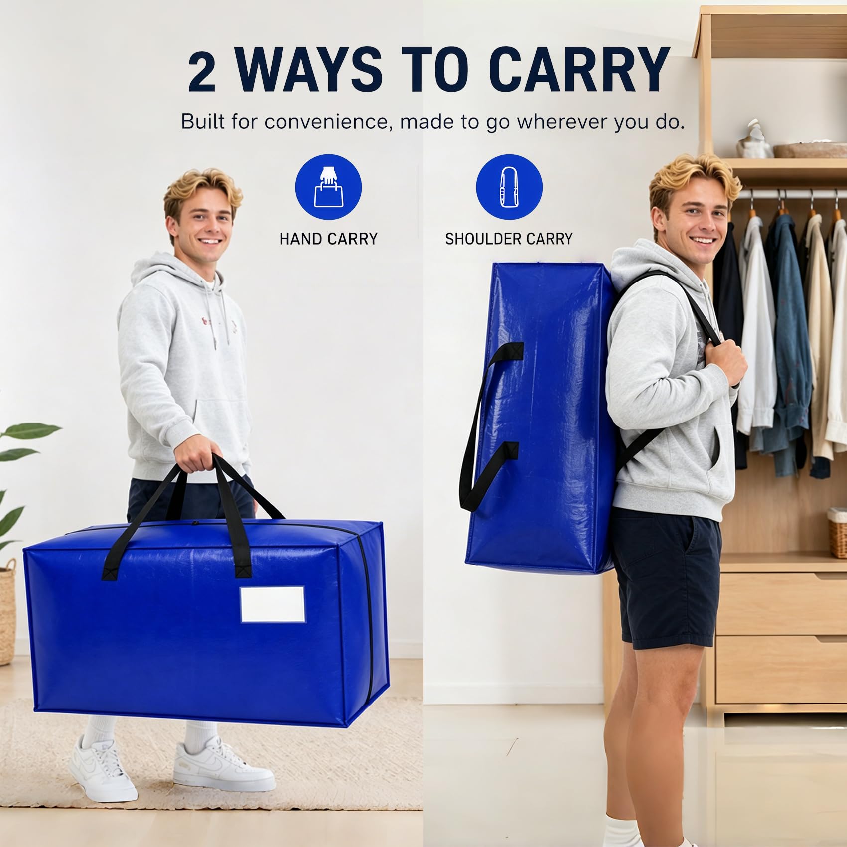Confezione da 8 borse riutilizzabili in plastica resistente, per campeggio, viaggi, casa, camper, bagagli pieghevoli in tessuto, borse per trasloco per studenti universitari, dormitori, accessori
