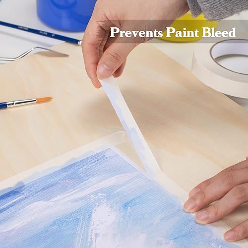 Miniatura 5 de deli Cinta adhesiva, paquete de 3 cintas para pintores, cinta de pintor de uso general, cinta de pintura, cinta de pared, 0.7 pulgadas x 50 yardas,