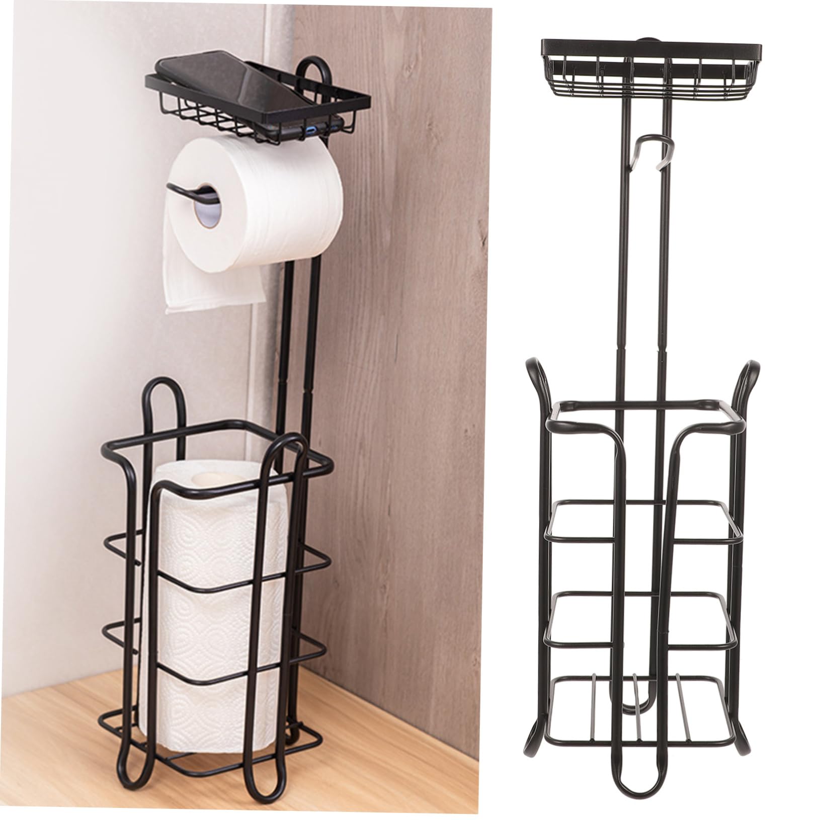 Uonlytech Portarrollos Estructura Resistente y Hierro Negro Vertical para Hierro Negro Diseño de Múltiples Capas Papel Higiénico para Baño y Cocina