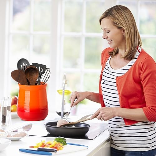 Miniatura 2 de Hasense Soporte grande para utensilios de cocina para encimera de cocina, soporte de utensilios de cocina de cerámica de 7.1 pulgadas, elegante