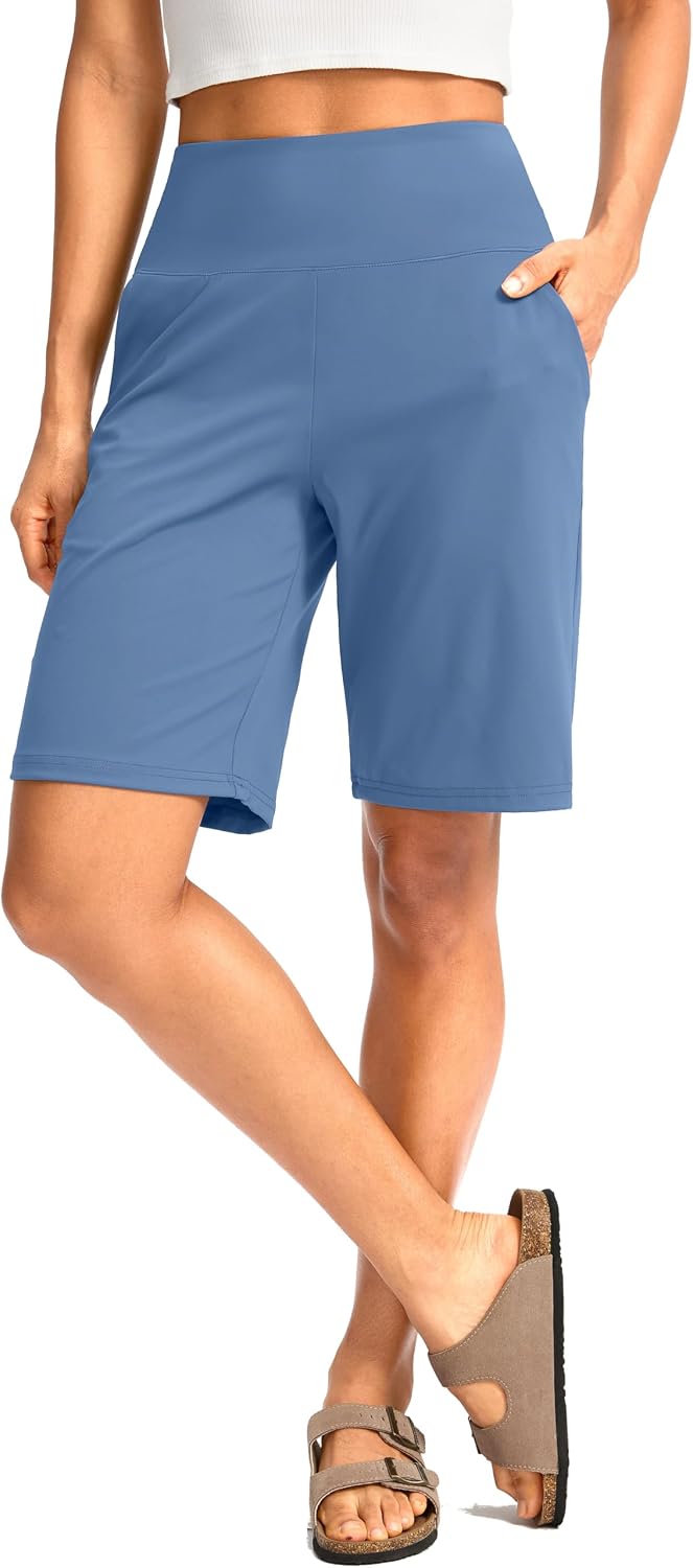 Women's High Waisted Bermuda Shorts with Pockets 5 7 9 Inch Athletic Workout — view 2
