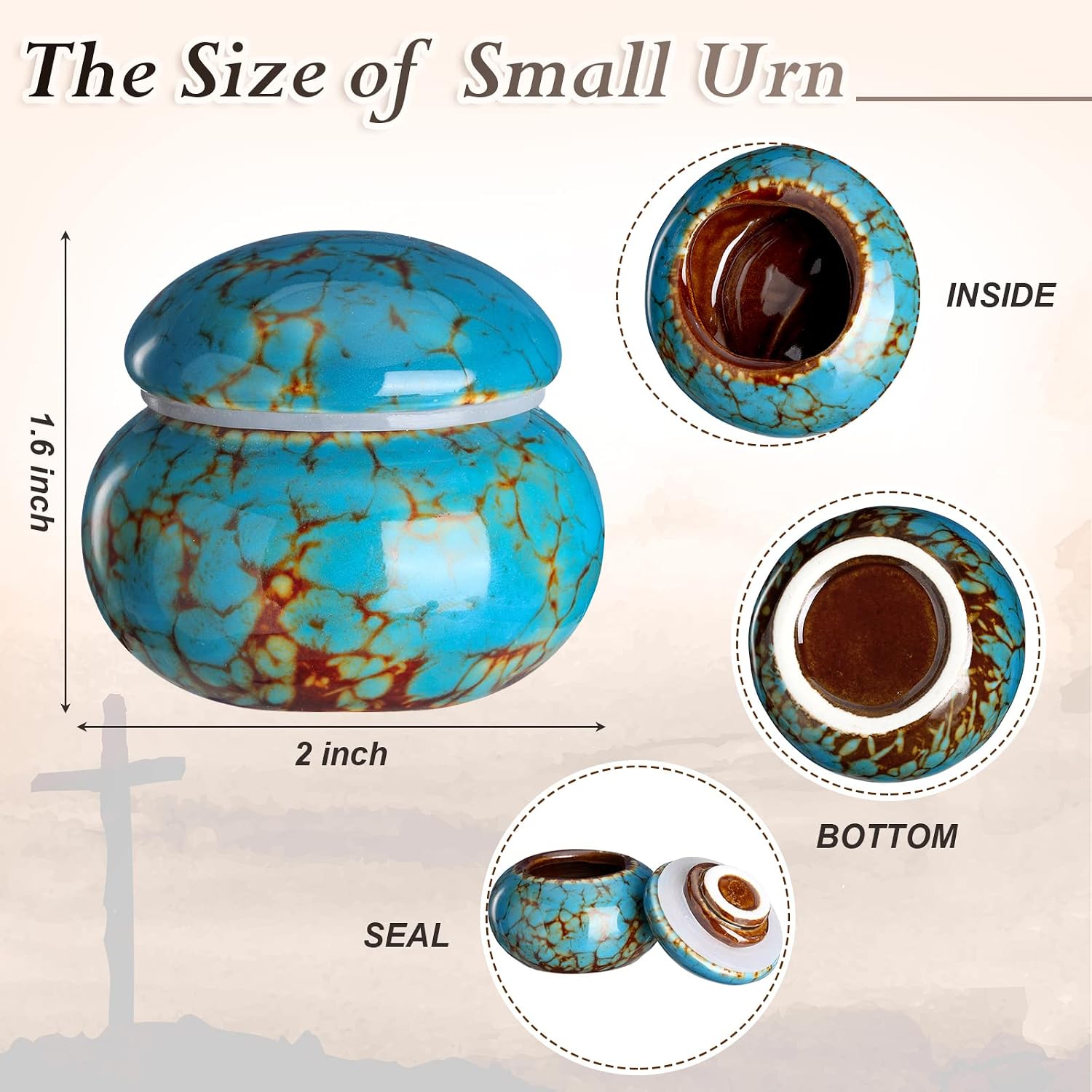 Bucherry 6 Pieces Ceramic Small Urn for Human Ashes Memorial Mini Keepsake Urns 1.6 Inch Baby Funeral Ash Container Beautiful Assorted Color Tiny Container for Pet Human Home Office Cremation Decor
