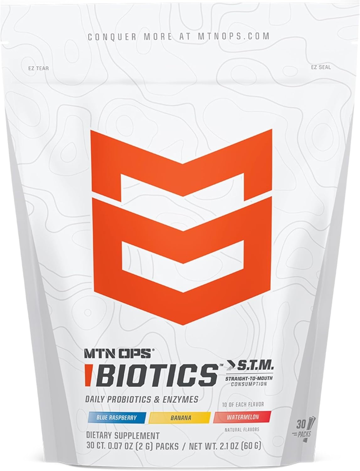 MTN OPS Biotics STM On‑the‑Go Probiotic Supplement for Gut Health, Digestion & Immune Support – Sugar‑Free, Natural Flavors Variety Pack, 30 Servings – Fast, Convenient Daily Gut Health Formula
