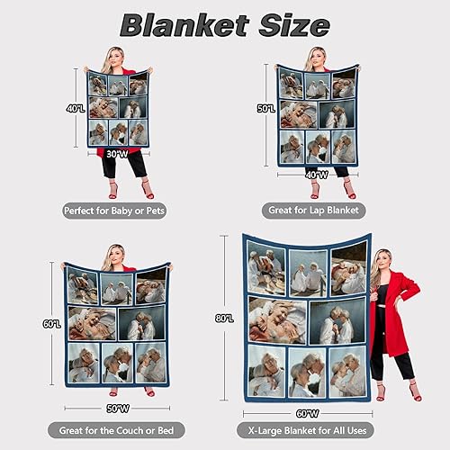 Miniatura 5 de Manta personalizada con fotos de texto, regalos para marido, esposa, novia, novio, cumpleaños, aniversario, boda, San Valentín, Navidad, 30 x 40