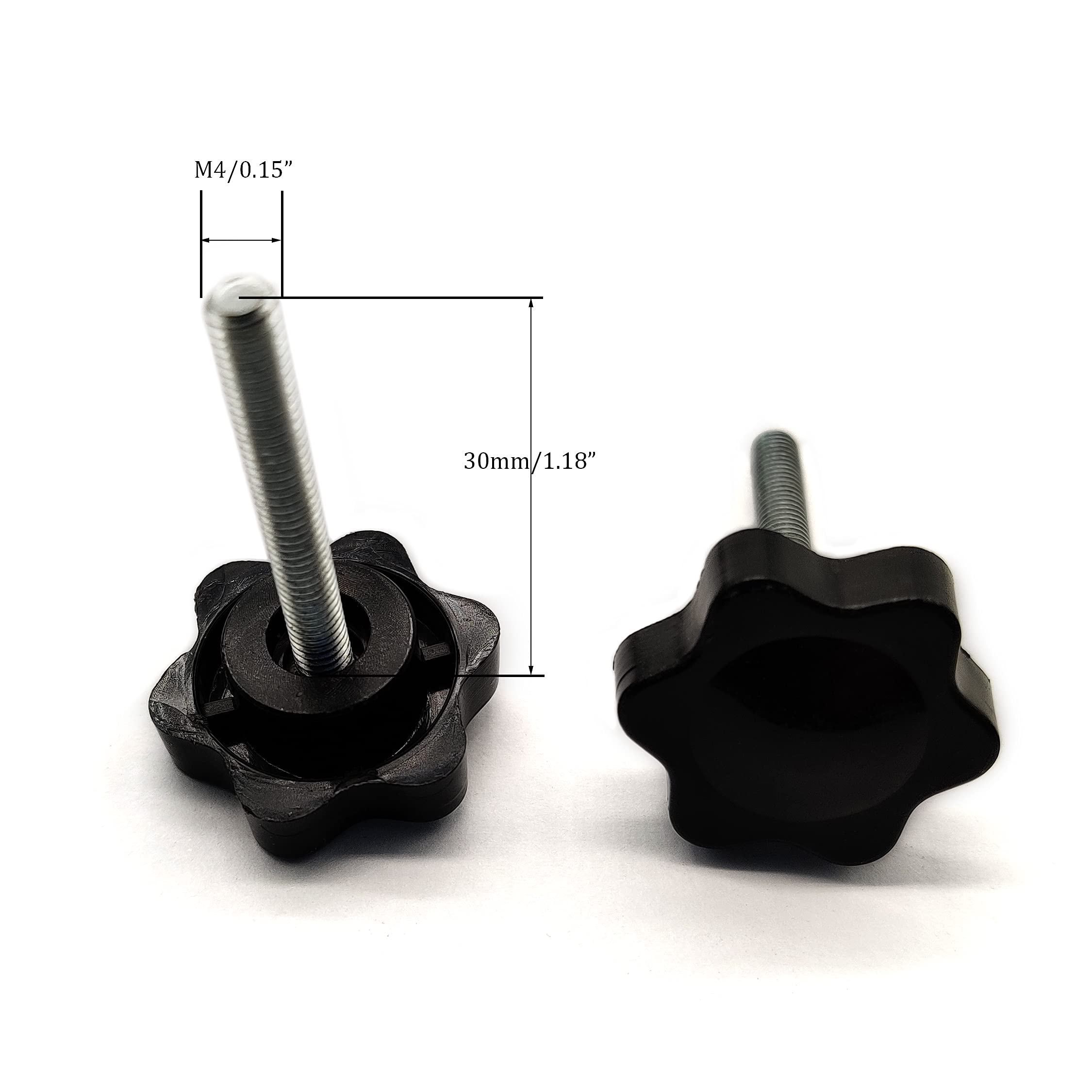 M4 x 30mm Thread Clamping Knob, Thumb Screw, Star Hand Knob Tightening Screw Knob for Machinery 30Pcs, Black - Image 2