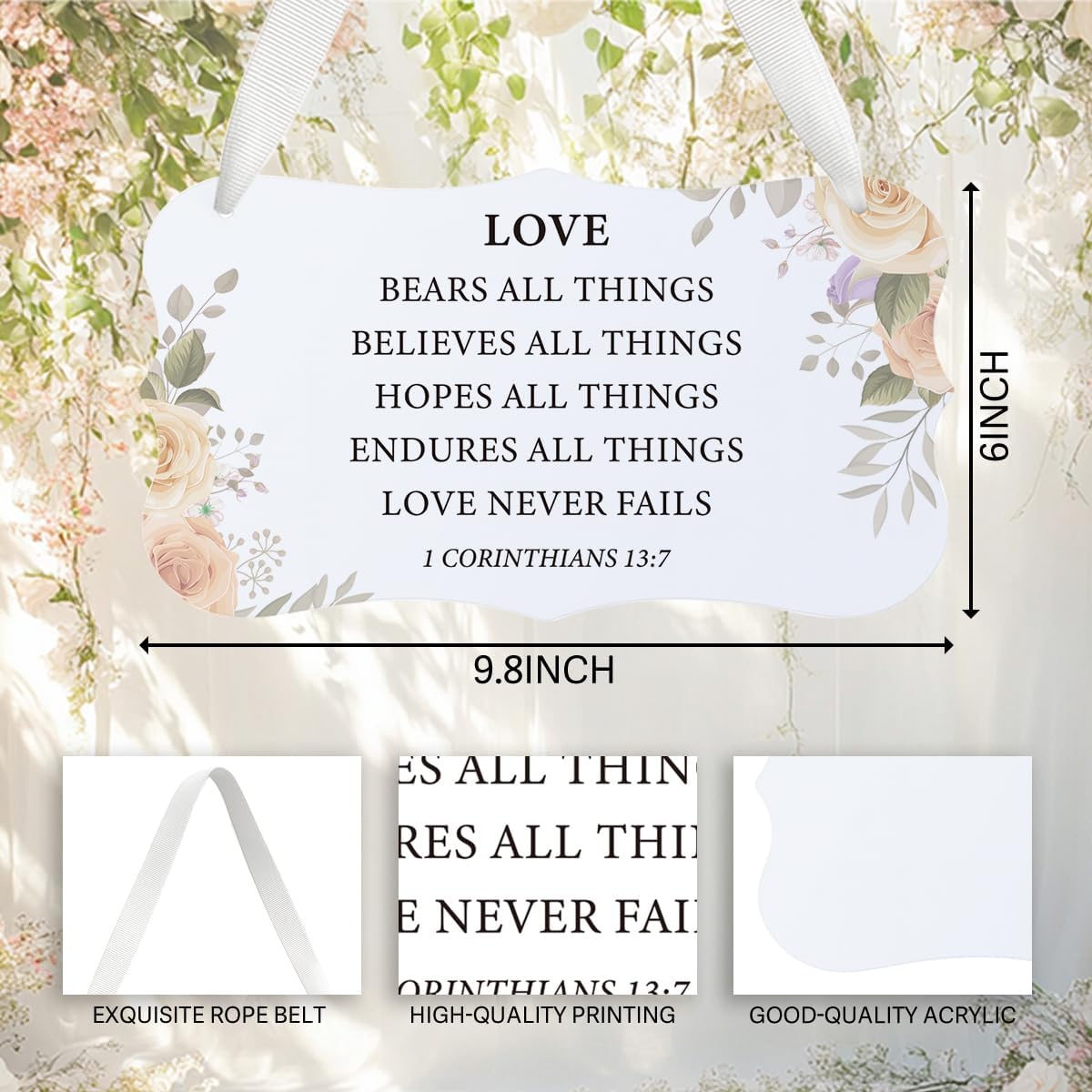 HDHBP Christian Religious Wedding Wall Decor Christian Wedding Decor Bible Verse Engagement Anniversary Acrylic wall Sign