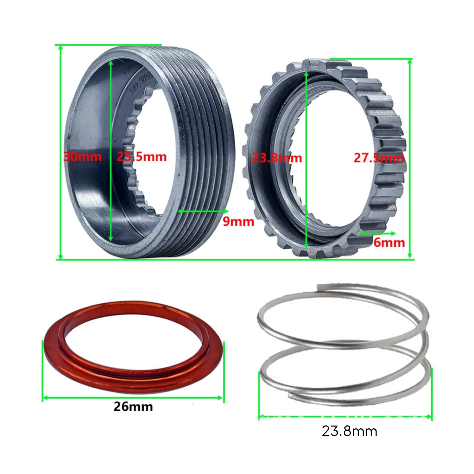 2 Pezzi Anello Dentato con Filettatura 3 X 1,0 Temprato Anello Cricchetto Preciso Dentato con Molla per Manutenzione