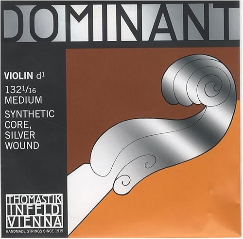 Miniatura 21 de Thomastik Dominant - Cuerda A para violín 4/4, calibre medio, aluminio-Perlón Metálico,Juego completo - Aluminio E,Cadena D - Aluminio,Núcleo