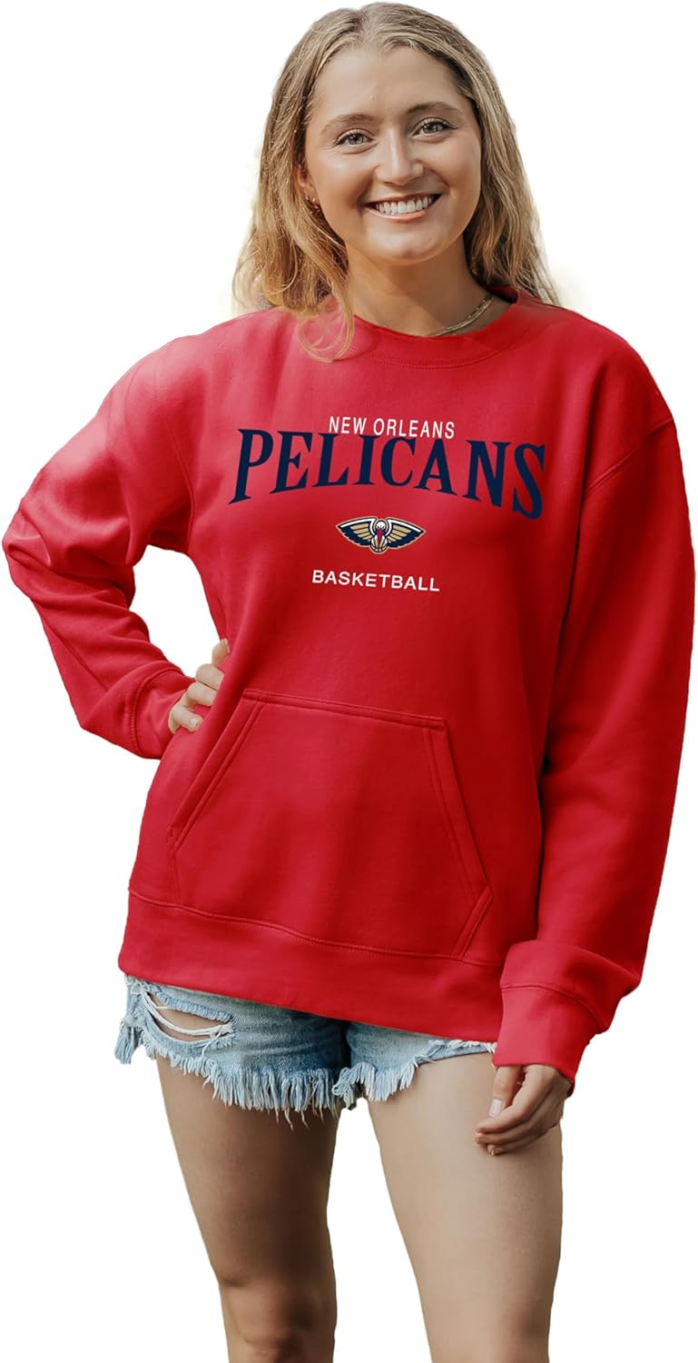 Blue 84 Women's NBA Officially Licensed Pocket Crewneck Sweatshirt Embroidery