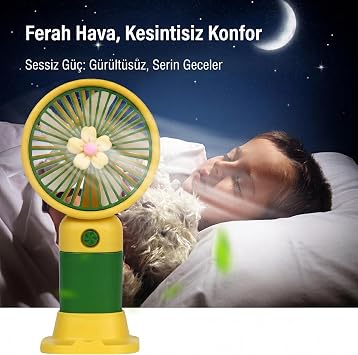 Coverzone El Tipi Mini Fan, 250mAh Batarya, USB Şarj Edilebilir, Doğal Rüzgar Özelliği, Taşınabilir ve Kompakt Tasarım, Seyahat ve Ofis İçin İdeal, Yüksek Performans, Serinletici Etki (Yeşil Avokado)