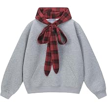 Aelfric Eden Plaid Bow Pullover Hoodie Women Men Sweatshirt Hooded Oversized Casual Streetwear Loose Y2K Unisex Hoodies Tops