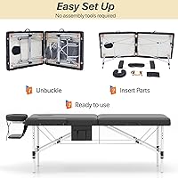 Vista 7 de KCC Mesa de masaje de espuma viscoelástica Premium portátil plegable, cama de masaje de altura ajustable, 213 cm de largo x 71 cm de ancho, cama