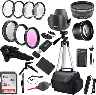 Commander Optics Premium DSLR Camera Accessory Bundle with 58MM Filters, Lenses, 32GB Sandisk SD Card and More for Canon Rebel T6, T7, T3, T5, T100, 2000D and EOS 4000D 58MM Lens Kit LP-E10 Battery