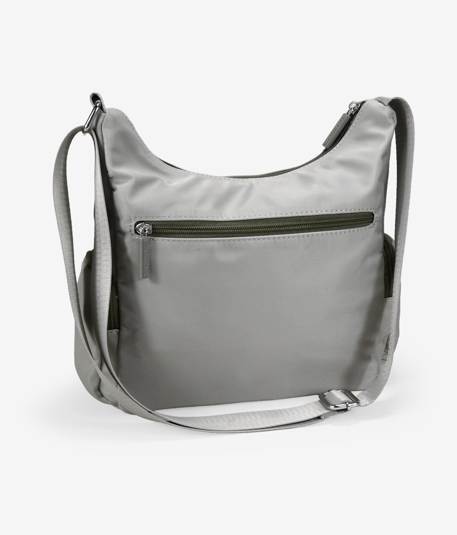 BOSANOVA Bolso Bandolera para Mujer con Dos Bolsillos Frontales y Dos Laterales con Cremalleras Verdes. Asa de algodón de Cruzar y Cierre con Cremallera. Verde U