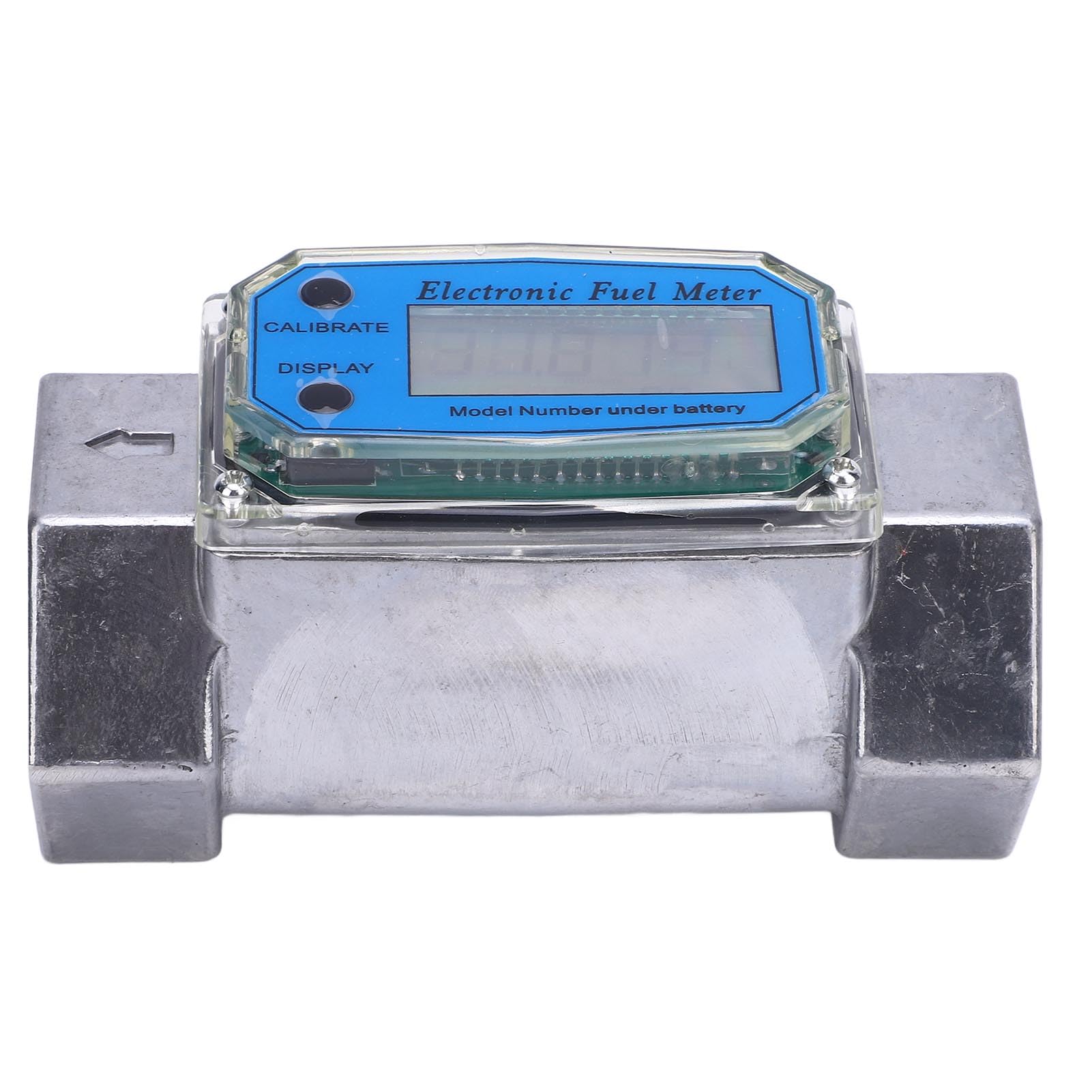 Generic Caudalímetro de Turbina Digital de Metal Duradero, Alta Precisión, GAL QTS PTS L, Medida, Gasolina, Agua, Fluidos (45mm)