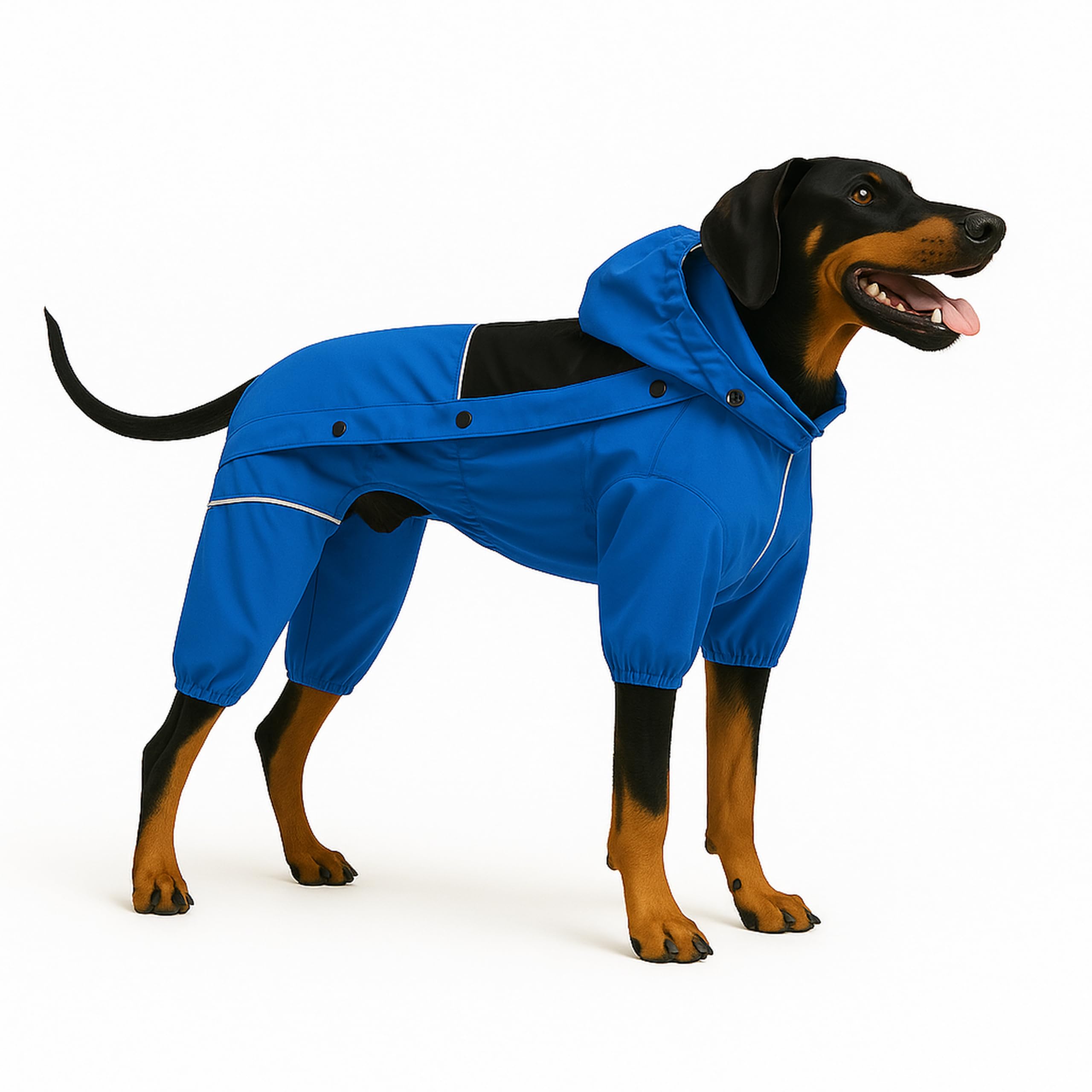 LOVELONGLONG Waterproof Dog Raincoat with Removable Hood, Outdoor Full Body Dog Jacket, Windproof Snowproof Shell Suit