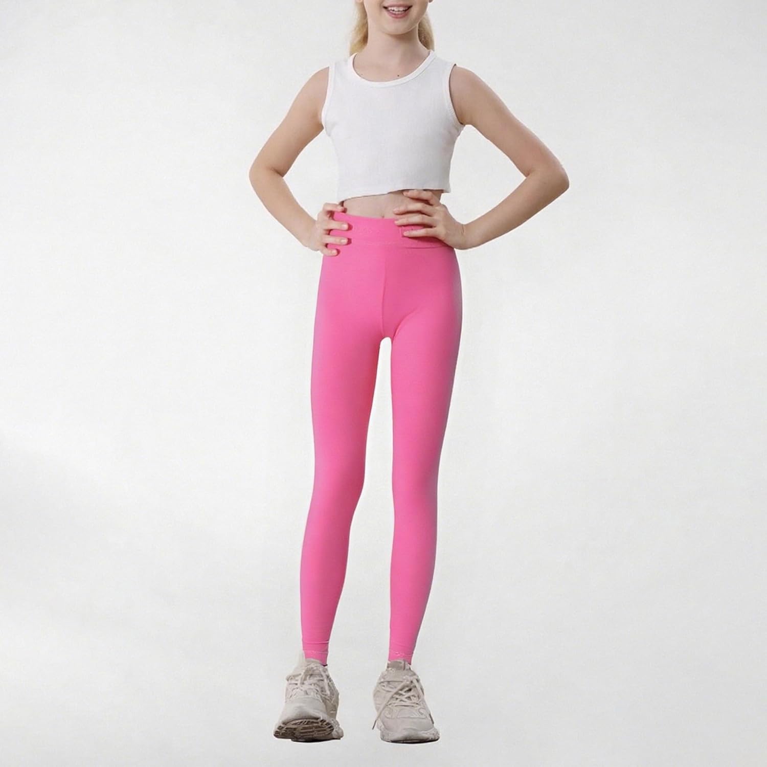 4 Pack Girls Cotton Leggings Stretchy Yoga Pants Kids Soft Full Length Solid Leggings - Image 6