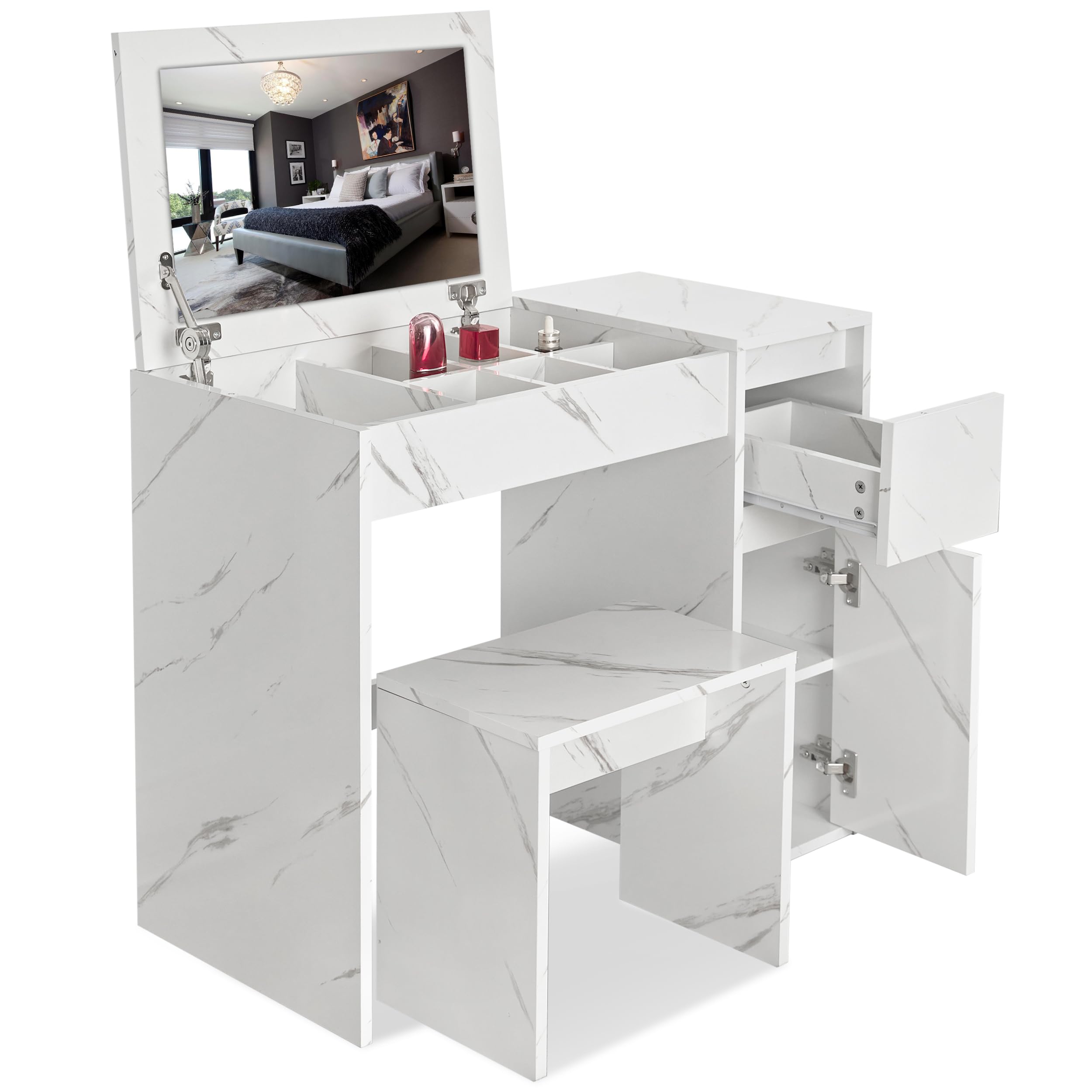 Blisswoodvanity Desk With Flip Up Mirror And Stool Dressing Table |  Desertcart Seychelles