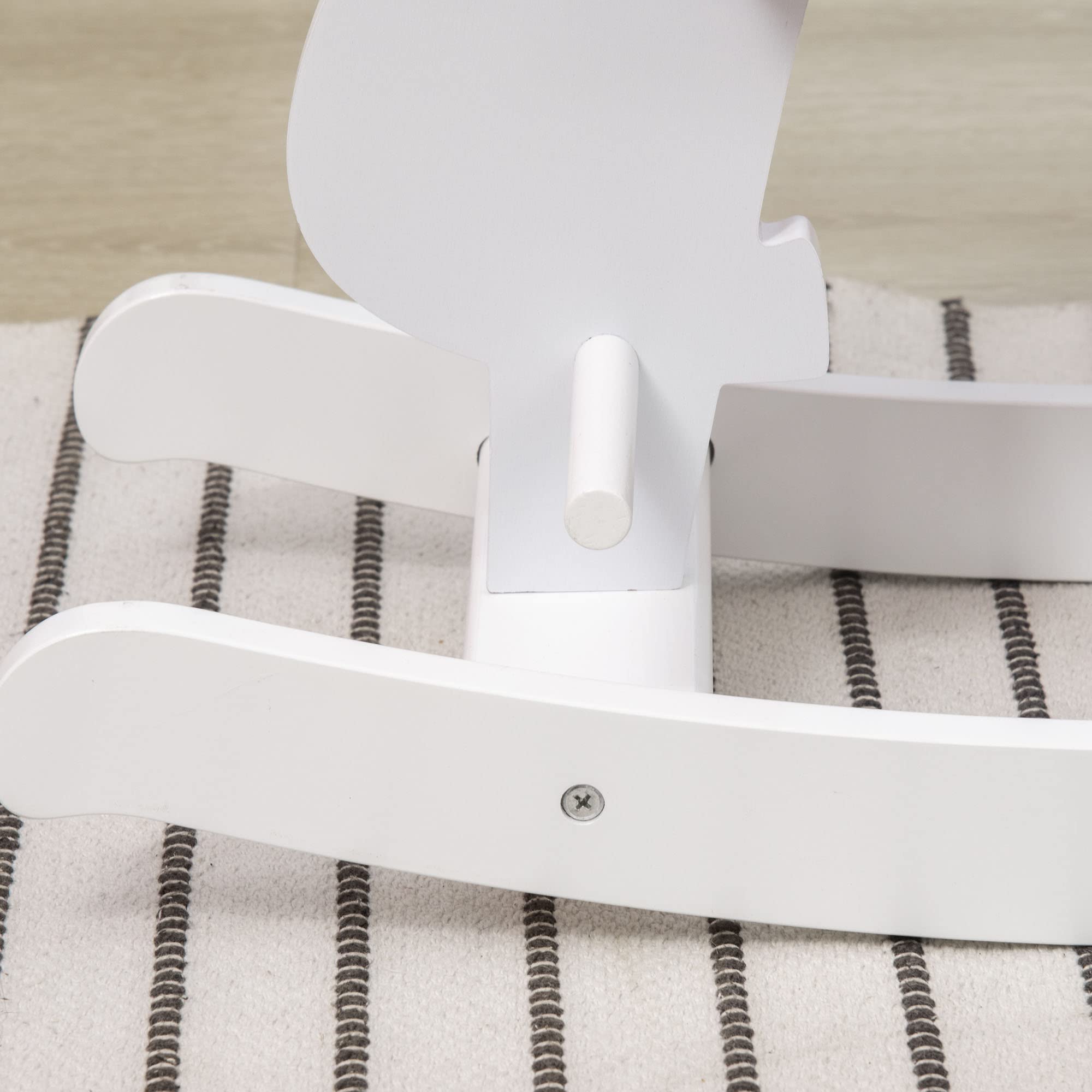 HOMCOM Caballito Balancín para Niños de 1-3 Años Caballo Mecedora de Madera con Manillar y Pedales Carga 50 kg 68x27x46,5 cm Blanco y Rosa
