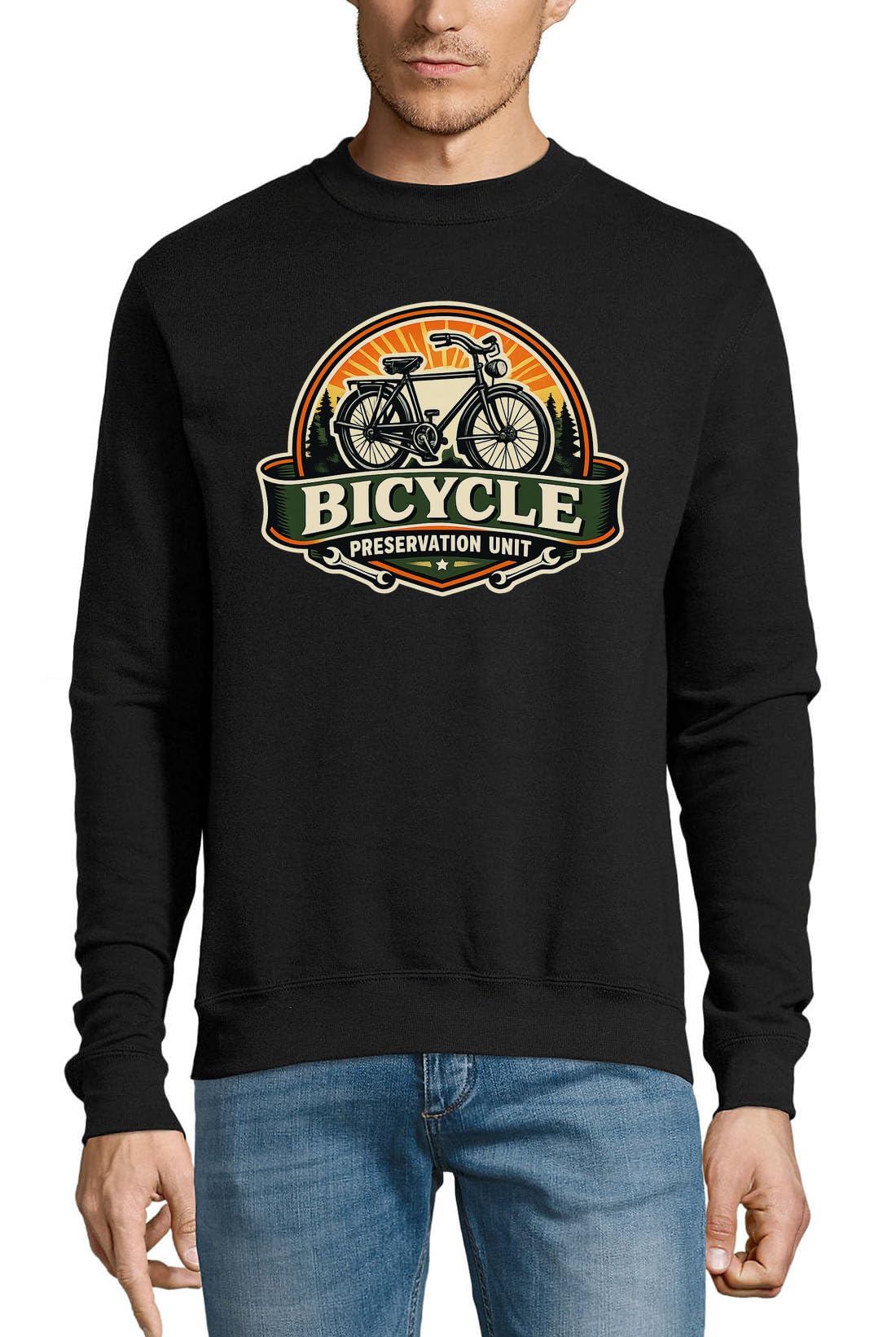 Vintage jednostka konserwacji roweru projekt logo bawełniany sweter bluza sweter sweter czarny