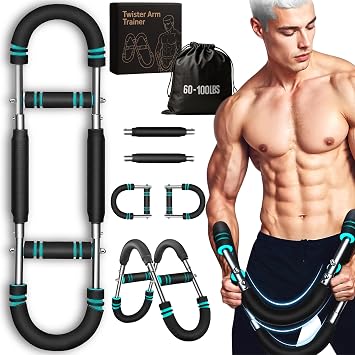 Adjustable Twister Arm Trainer for Men & Women with 2 Resistant Levels 60-100 lbs - Full Upper Body Gorila Bar - Strengthens Arms, Shoulders, Grip & Chest Workout Equipment for Home or Gym