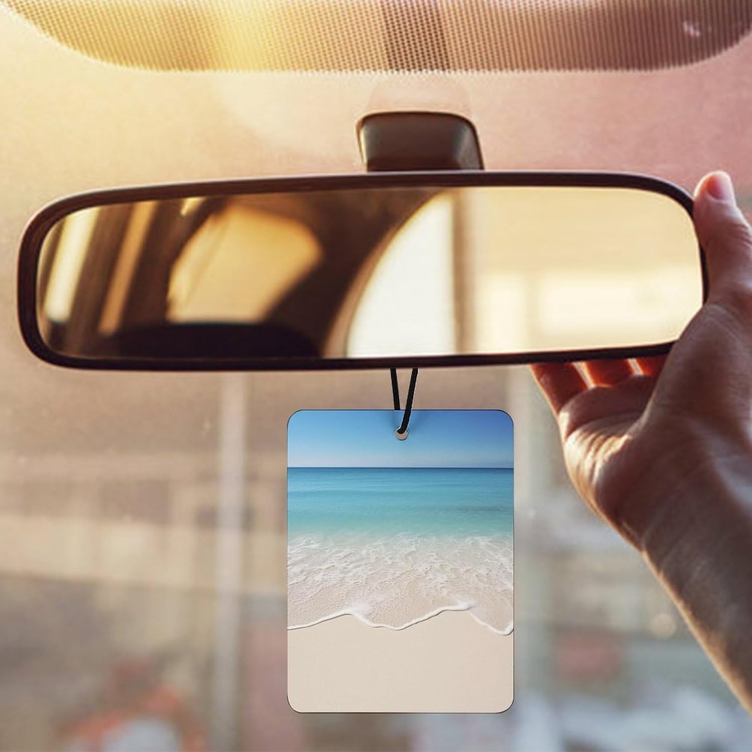 5 Pcs Car Air Fresheners Hanging Air Freshener Beach Clear Sea Sand Hanging Scented Cards Fragrance Scented Cards for Car Car Aromatherapy Tablets for Car