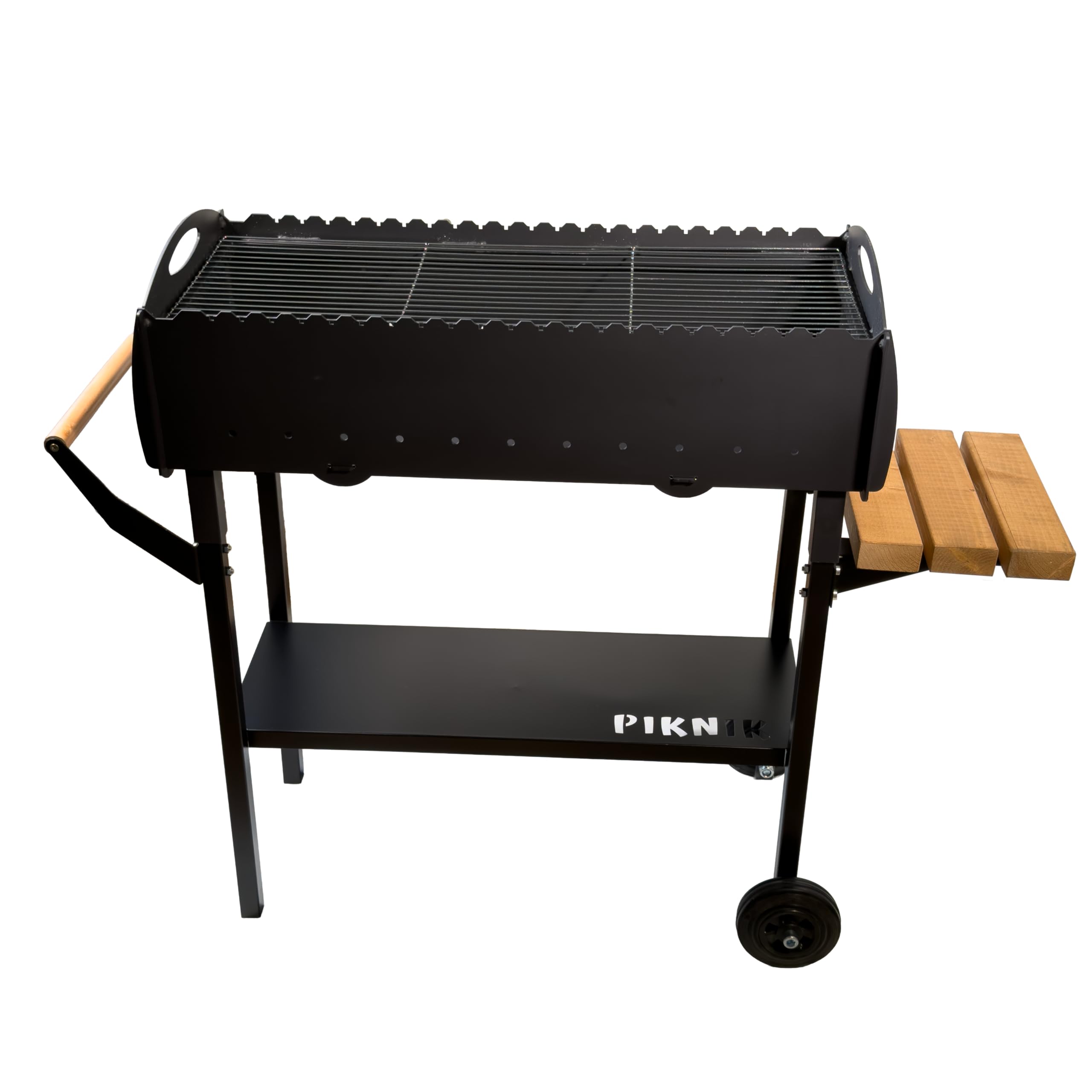 Gartengrill | Schaschlikgrill für 21 Spieße mit Rädern – Massiver Holzkohlegrill aus 3 mm Stahl, zerlegbar & mobil, stationärer Mangal Grill mit Ablage für Garten, Terrasse & Outdoor BBQ
