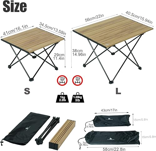 Miniatura 2 de iClimb Mesa plegable de camping compacta ultraligera con bolsa de transporte (Naturaleza - L)