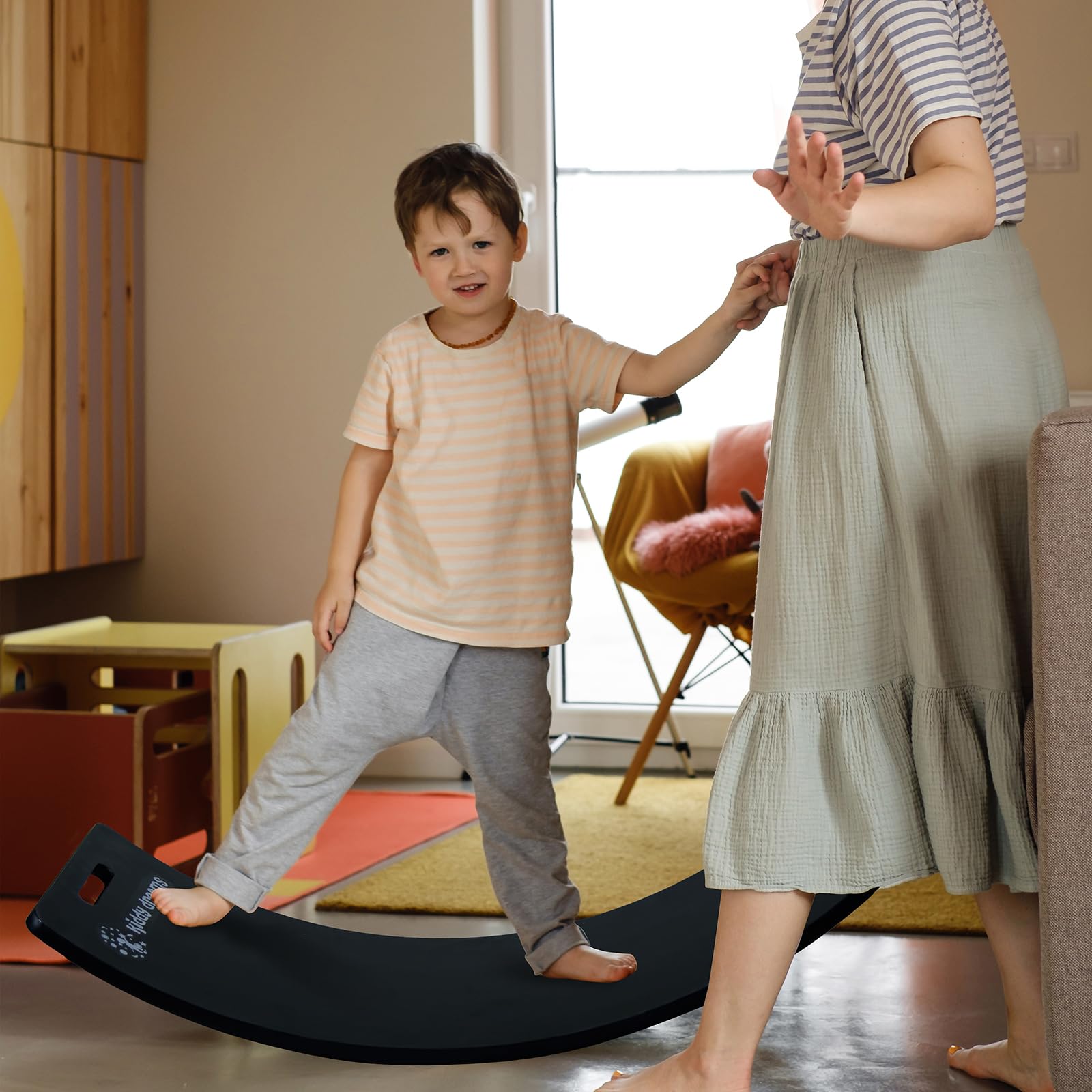 CCLIFE Balance Board Aus Holz Für Kinder ab 3, Kleinkind Wackelbrett mit EVA matte 85x30cm Balancierbalken