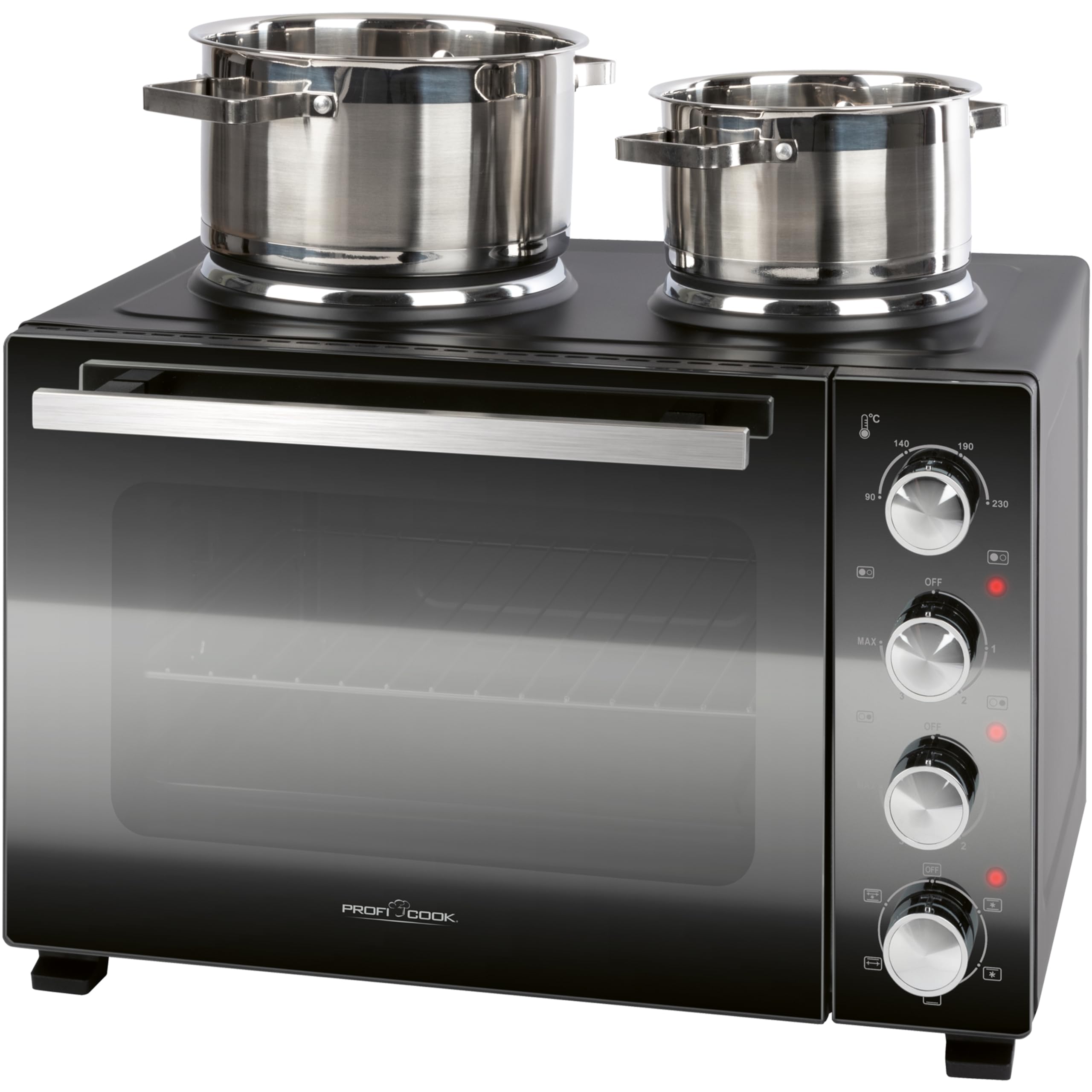 Mini-four ProfiCook® avec plaques de cuisson et broche rotative | 32 L | Chaleur tournante, chaleur supérieure, chaleur inférieure, broche rotative | Petit four | Mini-four | PC KK 1302