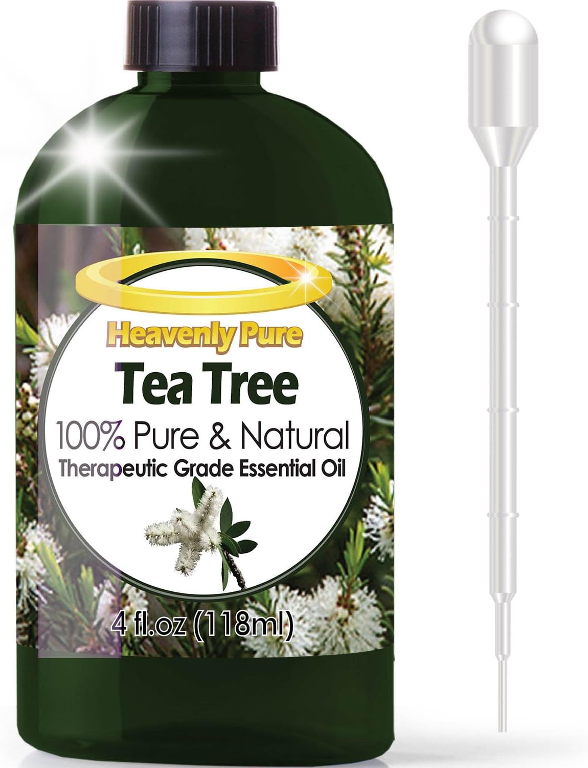 Tea Tree Essential Oil (HUGE 4 OZ / Dropper - 120ml) 100% Pure Therapeutic Grade - Tea Tree Oil is Great for Aromatherapy, Acne, Hair Nourishment, Sinus & Allergies, Mosquito Repellent & More!