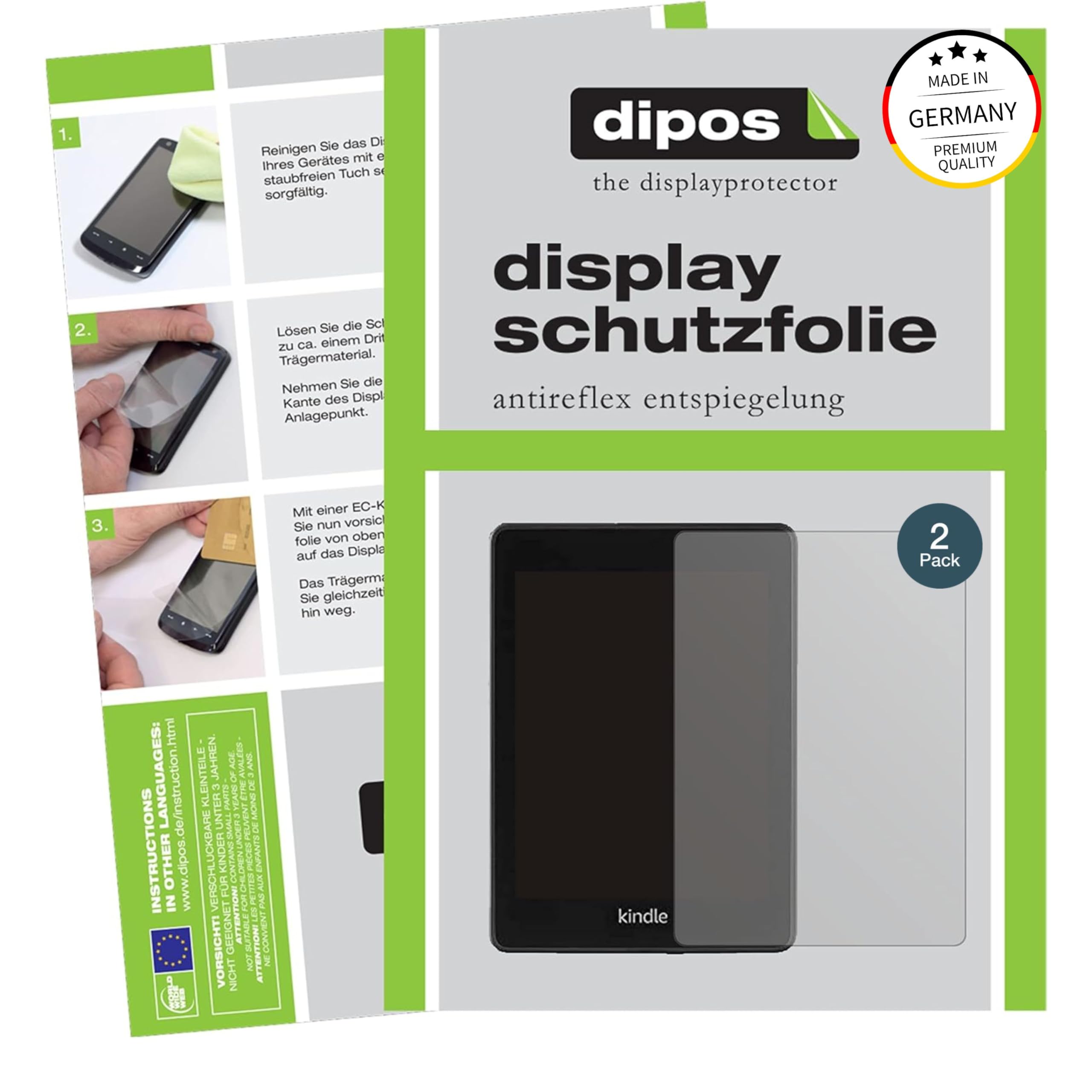 dipos 2x Pellicola Protettiva opaca per Amazon Kindle Paperwhite (2021) | Antiriflesso, riduce i riflessi, si adatta perfettamente, ultra sottile, antigraffio, senza bolle, anti impronte, autoadesiva