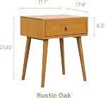 NTC Solid Oak Lux Nightstand with Drawer, Mid Century Modern Side Table Bedroom, Bedside Furniture, Night Stand, End Table, Easy Assembly - Rustic Oak