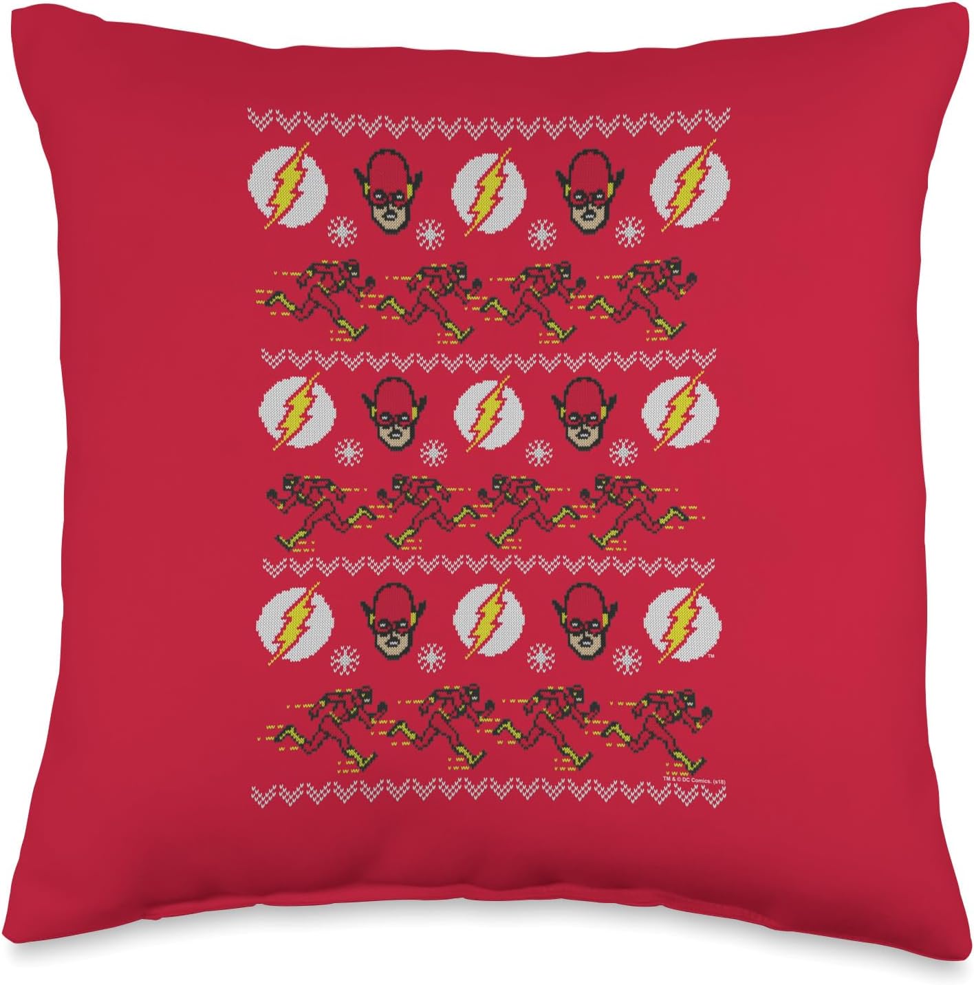 The Flash Christmas Sweater Throw Pillow, 16x16, Multicolor