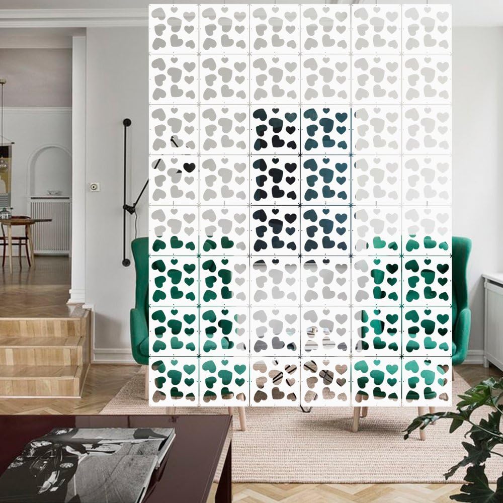 YIZUNNU 12Pcs/Set Room Hanging Screen Divider Panels Home Panel Screen DIY Home Decor 11.4inch White