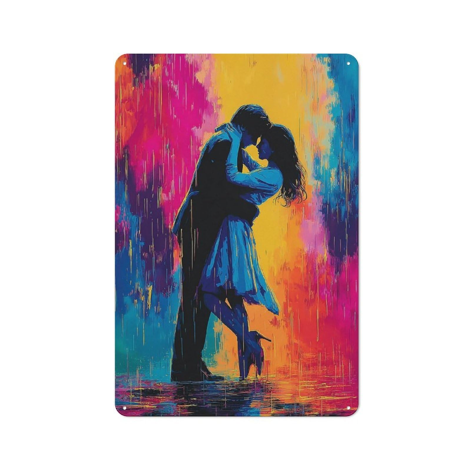 Junmoney Rainbow Kiss Love In Color Warehouse Style Tin Wall Sign 30X20cm Featuring Loft Wall Plaque For Loft, Studio, Office Or Creative Room
