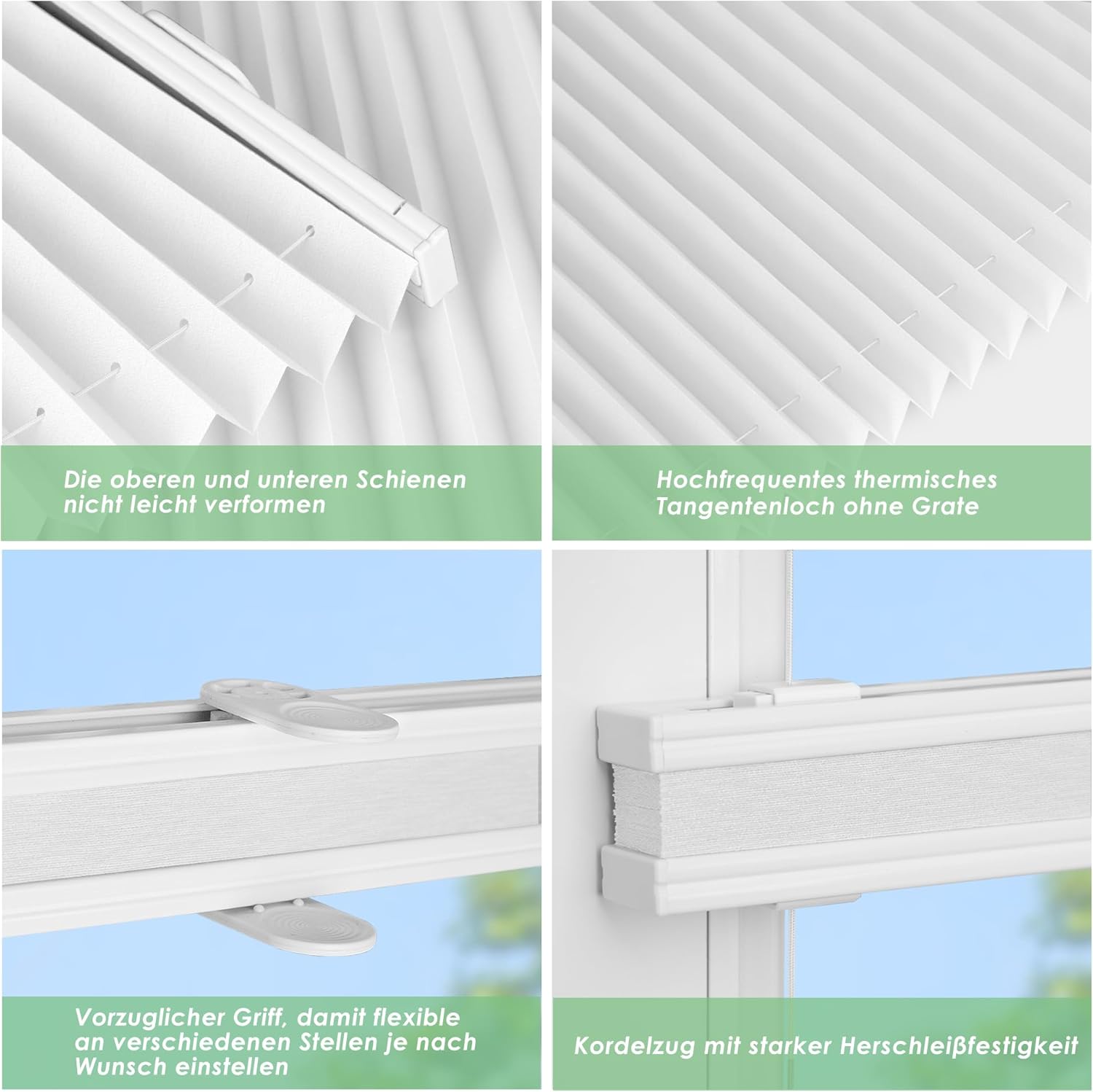 bobodeco Plissee ohne Bohren Klemmfix Faltrollo Jalousie Weiß 110x130cm (BxH), Plisseerollo Sichtschutz und Sonnenschutz Blickdicht Easyfix lichtdurchlässig Rollo für Fenster & Tür B110 x H130 cm Weiß - 3