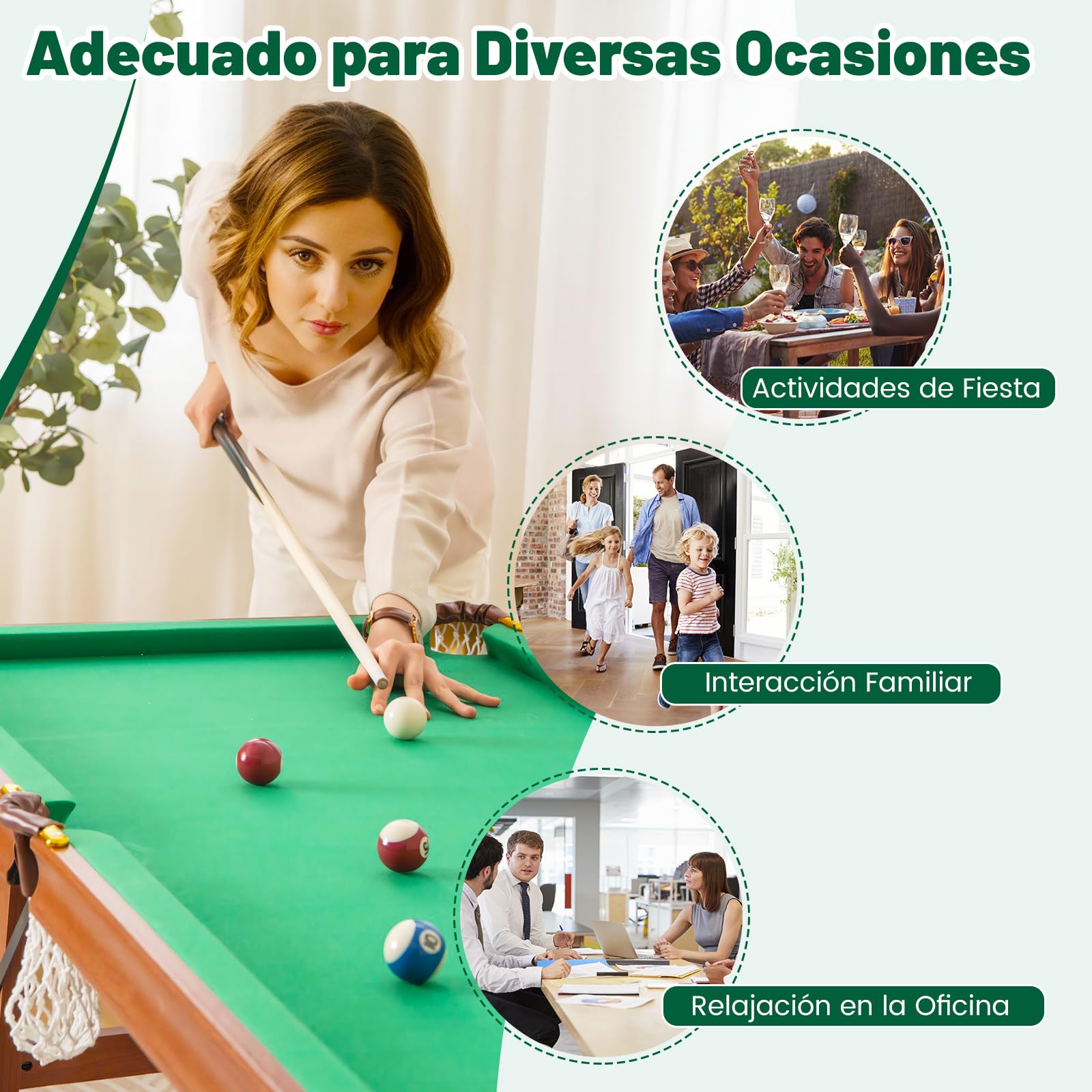 COSTWAY Mesa de Billar Plegable Portátil con 16 Bolas,138 x 67 x 79,5 cm, Niveladores de Pies Ajustables, Esquinas Protegidas de Cuero, 2 Tacos, 2 Tizas, Triángulo, Cepillo，Mini Mesa de Billar