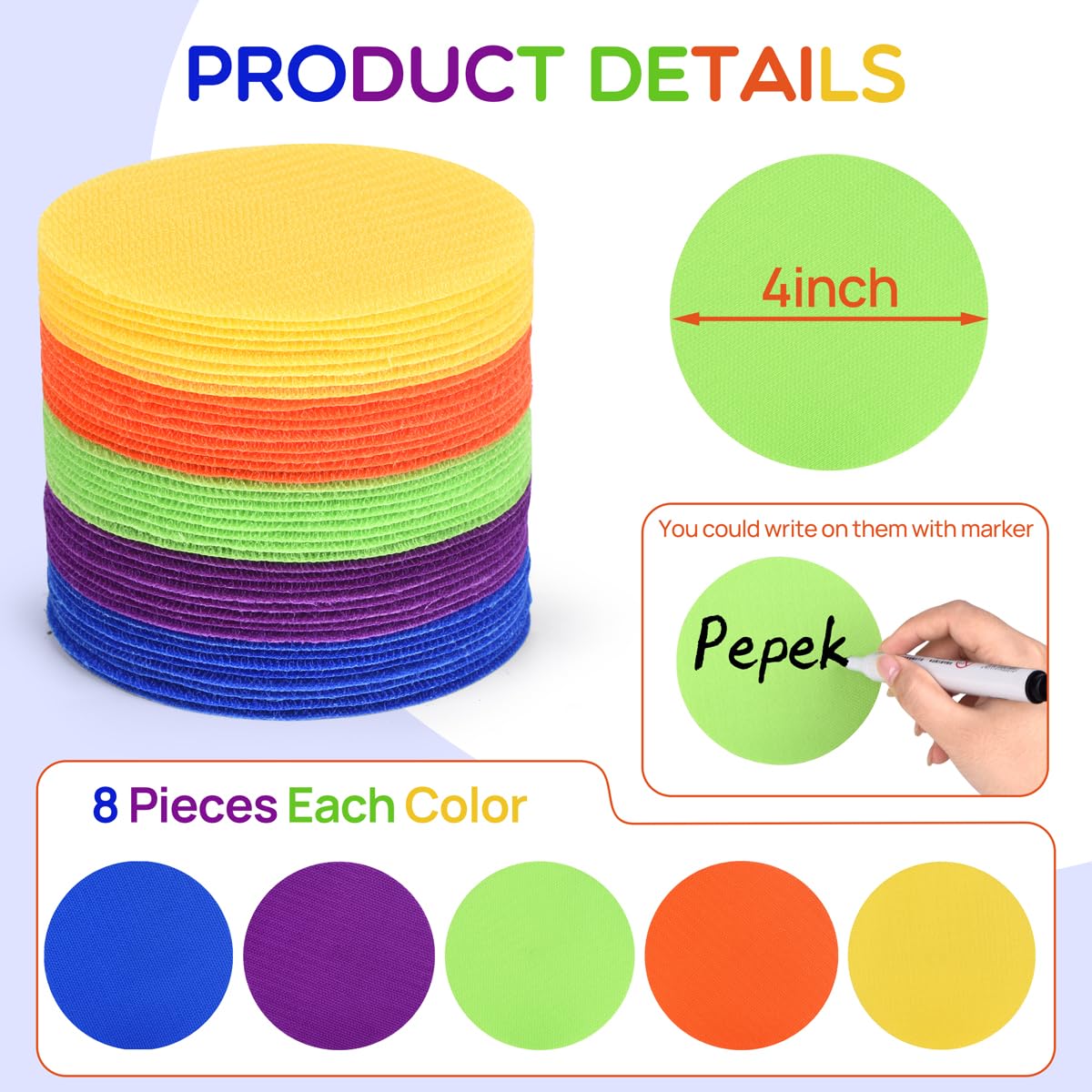 40 pennarelli per tappeti, 10 cm, di alta qualità, per tappeti, tappeti, pavimenti, decorazione per aule, scuola elementare, forniture per insegnanti (5 colori