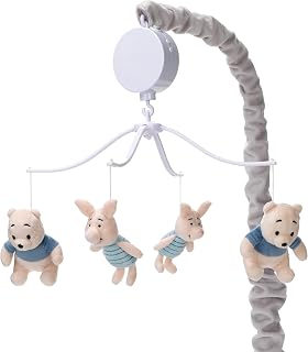 Lambs & Ivy Disney Forever Pooh Musical Crib Mobile - Winnie Pooh Piglet Lullabies Gray Beige Sensory Toy 0-5 Months