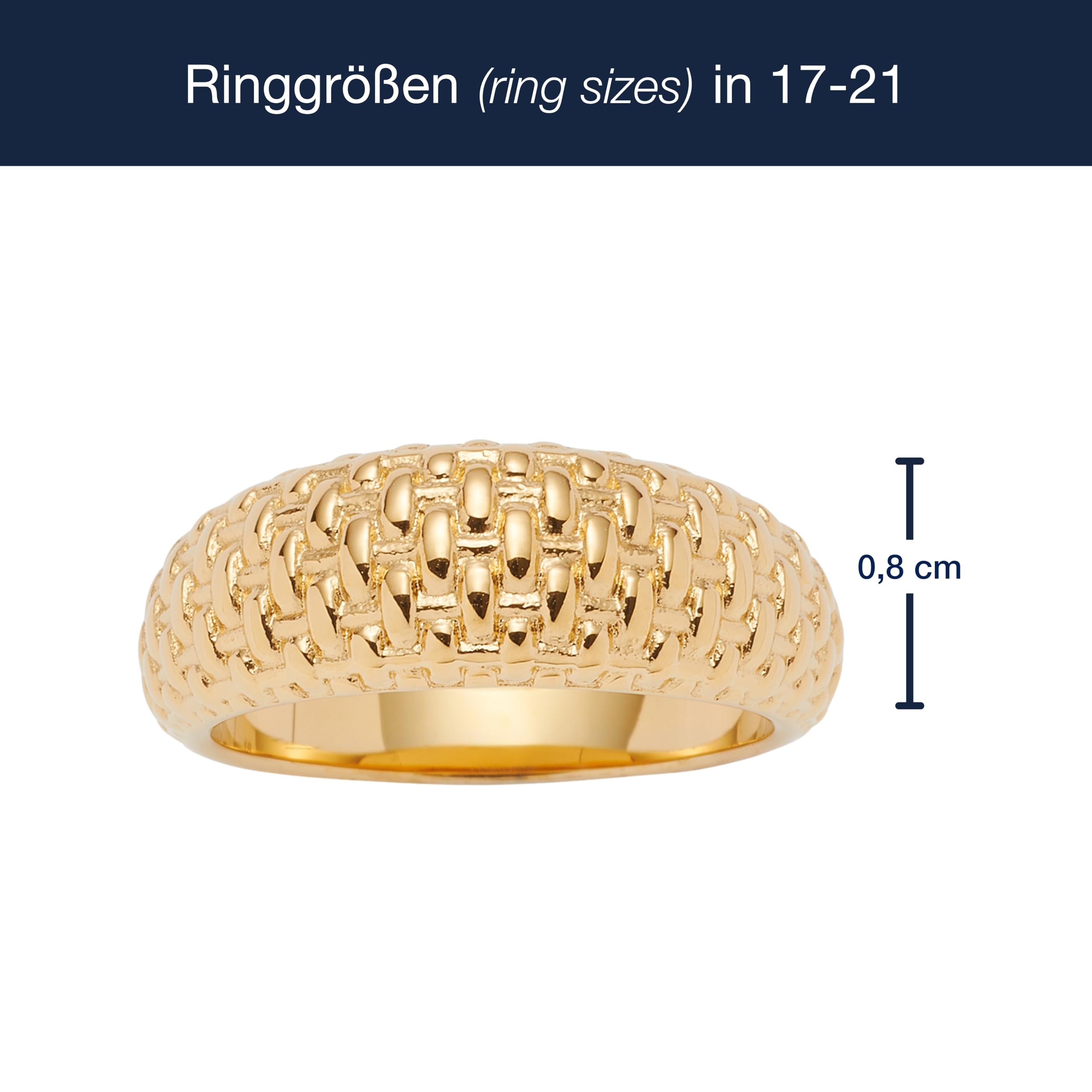 JEWELS BY LEONARDO Ring Pinou • Band-Ring aus goldfarbenem Edelstahl • Oberfläche in Flechtoptik mit sich verjüngender Ringschiene • Gr. 18 (56) • Schmuck Geschenk für Frauen • 025636