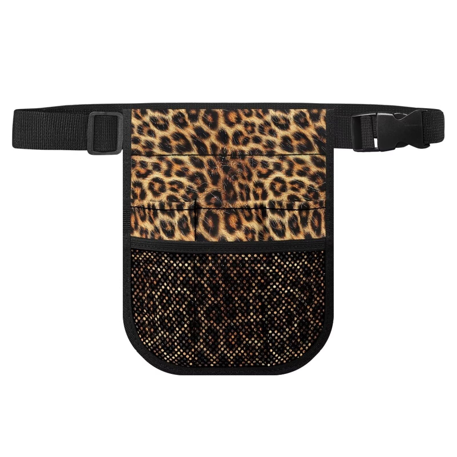 Gomyblomy Leopard Print Nurse Fanny Pack for Women Practical Nurse Belt Bag Storage Pouch with Multi-Compartments Portable Waist Bag for Nurse Doctors