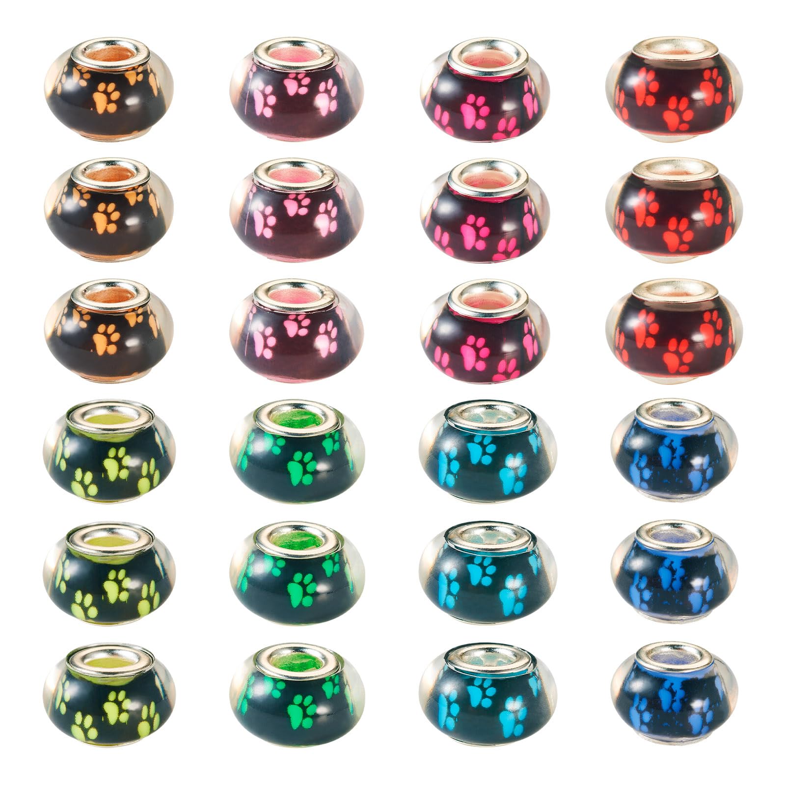 Perles européennes grand trou patte de chien en résine pour fabrication bijoux et loisirs créatifs