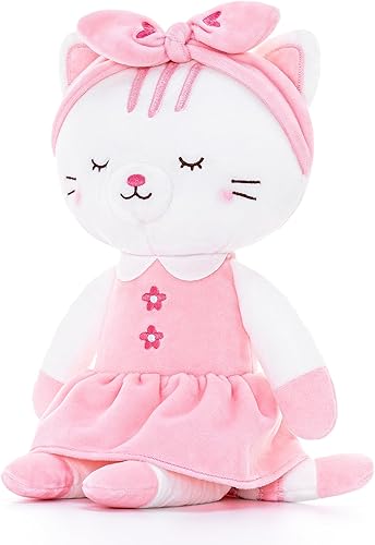 Lazada Muñecas de gato de peluche de gatito de peluche para bebé, regalos blancos con banda para el pelo de 16 pulgadas
