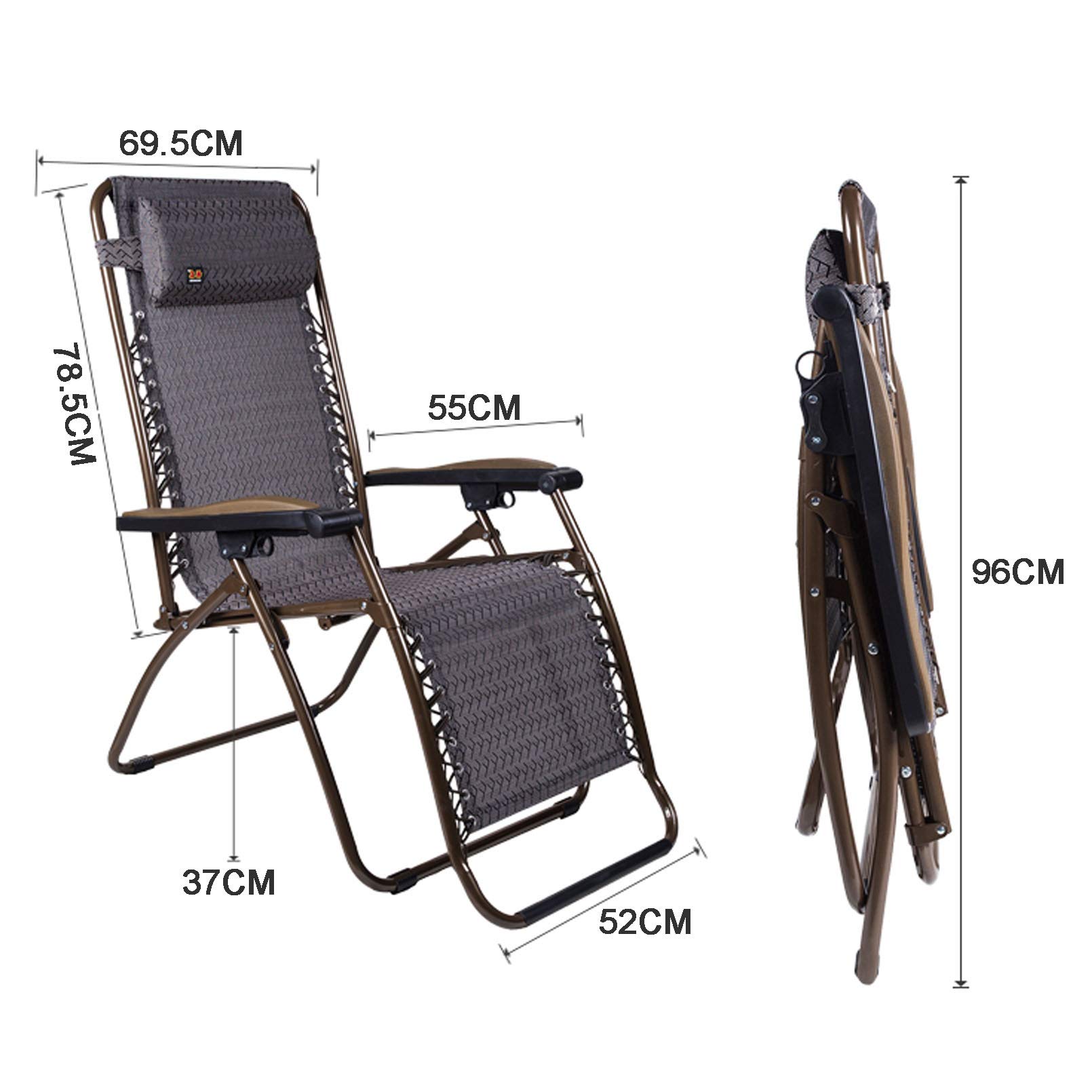 Chaise inclinable surdimensionnée Zero Gravity, rembourrée et pliante, inclinable réglable avec appui-tête pour l'extérieur, le camping, le jardin, la terrasse, la pelouse, le milieu, le support 350