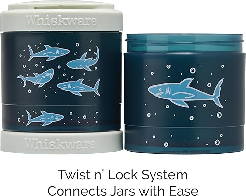 Miniatura 2 de Whiskware Contenedores apilables para aperitivos para niños y niños pequeños, 3 tazas apilables para aperitivos para la escuela o viajes, tiburones