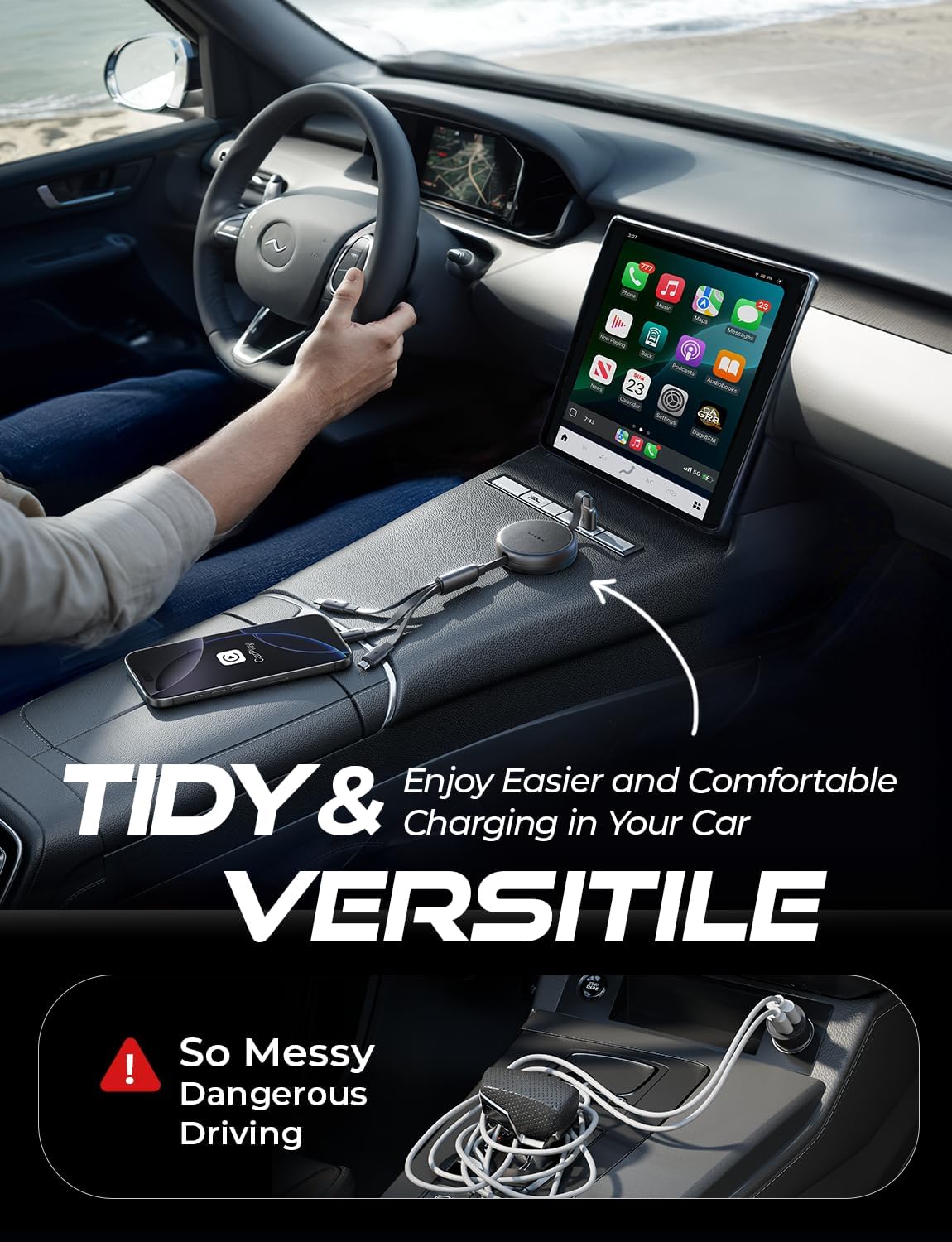 LISEN Multi Charging Cable, 3 in 1 Retractable Charging Cable, Retractable Car Charger with Type C/L/Micro USB Ports for iPhone 17 16 15 14 Pro Max/Samsung Galaxy S25/PS/Kindle, All Devices 5 71ElU1LthyL. SL1500