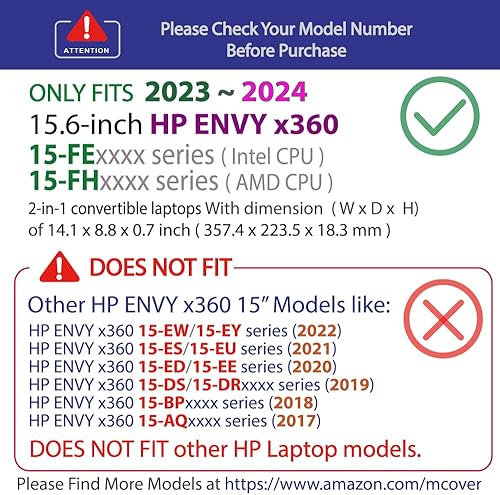 Miniatura 3 de mCover Funda solo compatible con portátiles HP Envy x360 15.6 pulgadas 2023  2024 15-FE0000 (Intel CPU)  15-FH0000 (CPU AMD) serie (no compatible